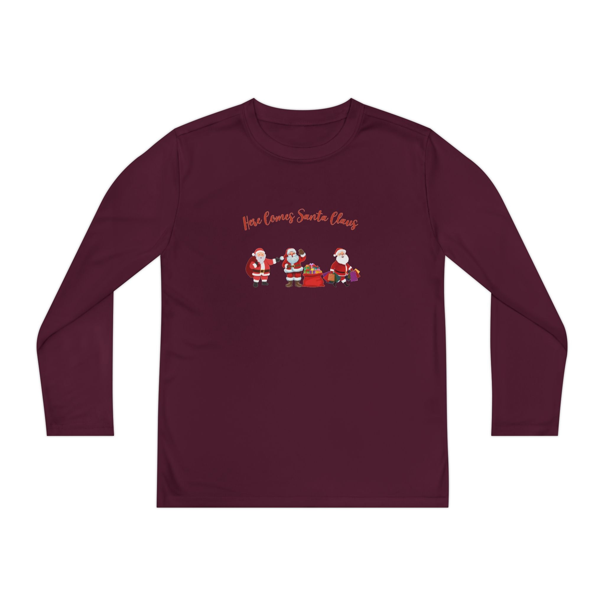 Here Comes Santa Claus Youth Long Sleeve Competitor Tee