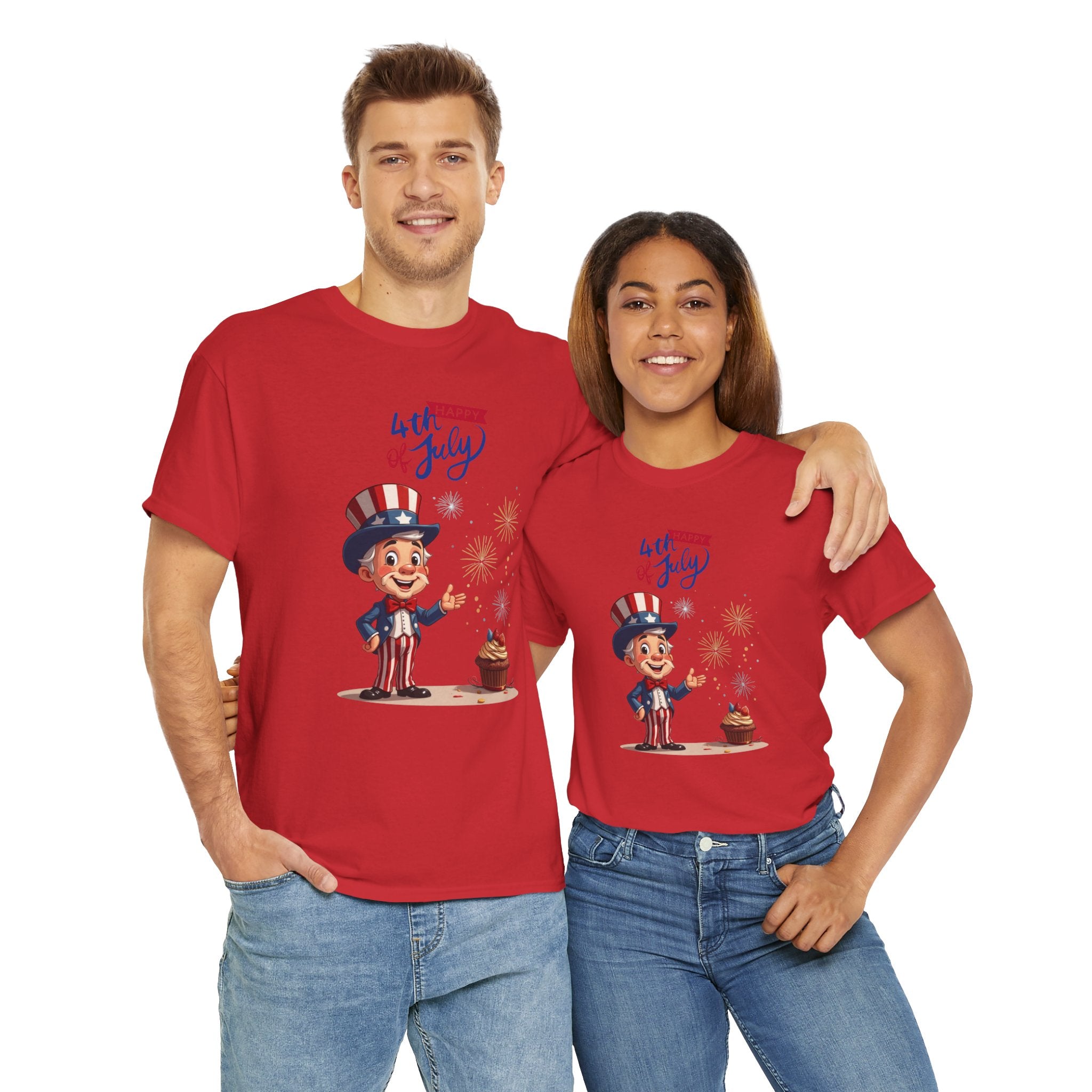 Uncle Sam Tee Happy of July, Unisex Heavy Cotton Shirt