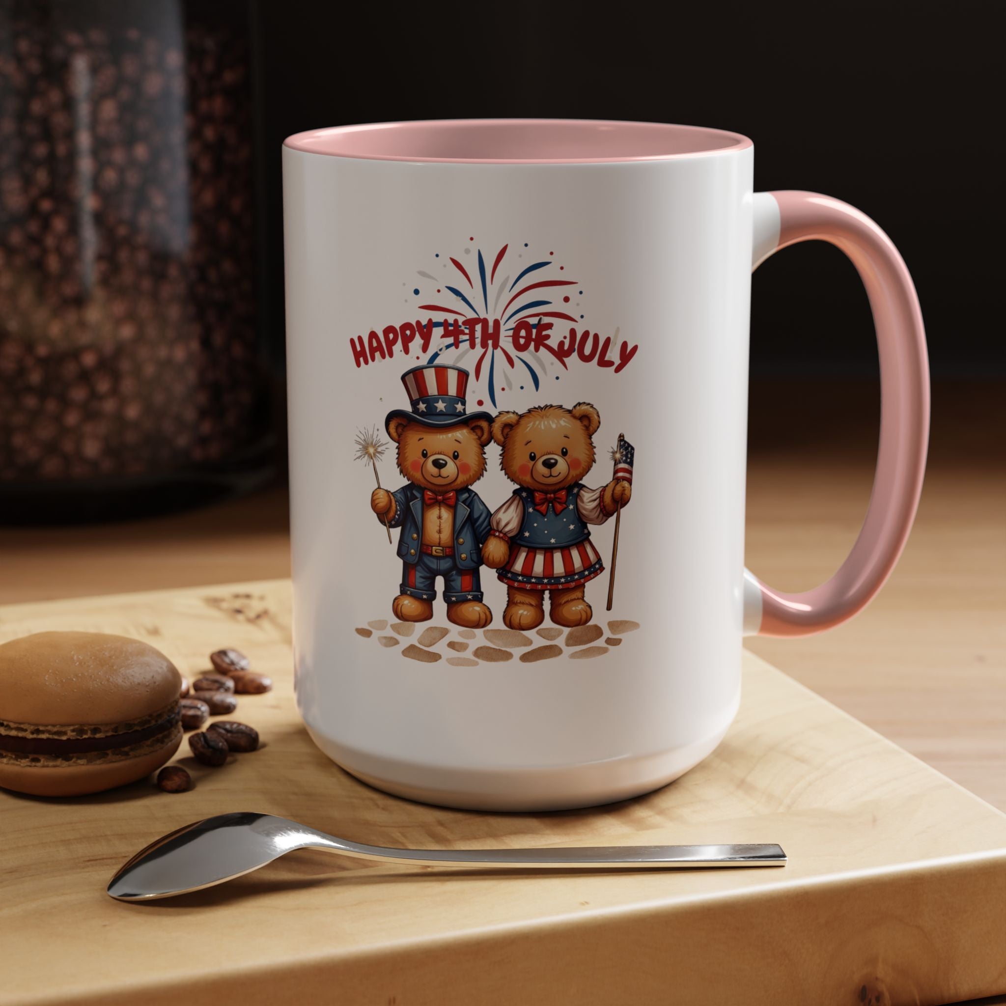 Happy 4th of July Teddy Bear Couple Coffee Mug