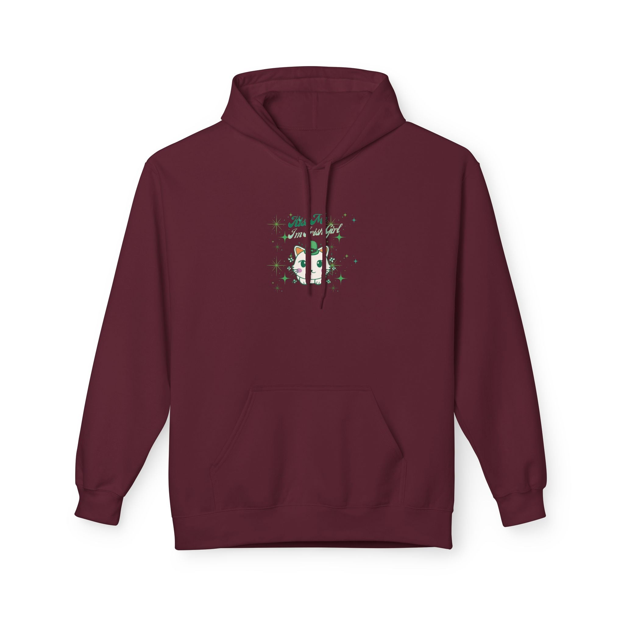 Kiss Me I'm Irish Cat Unisex Fleece Hoodie