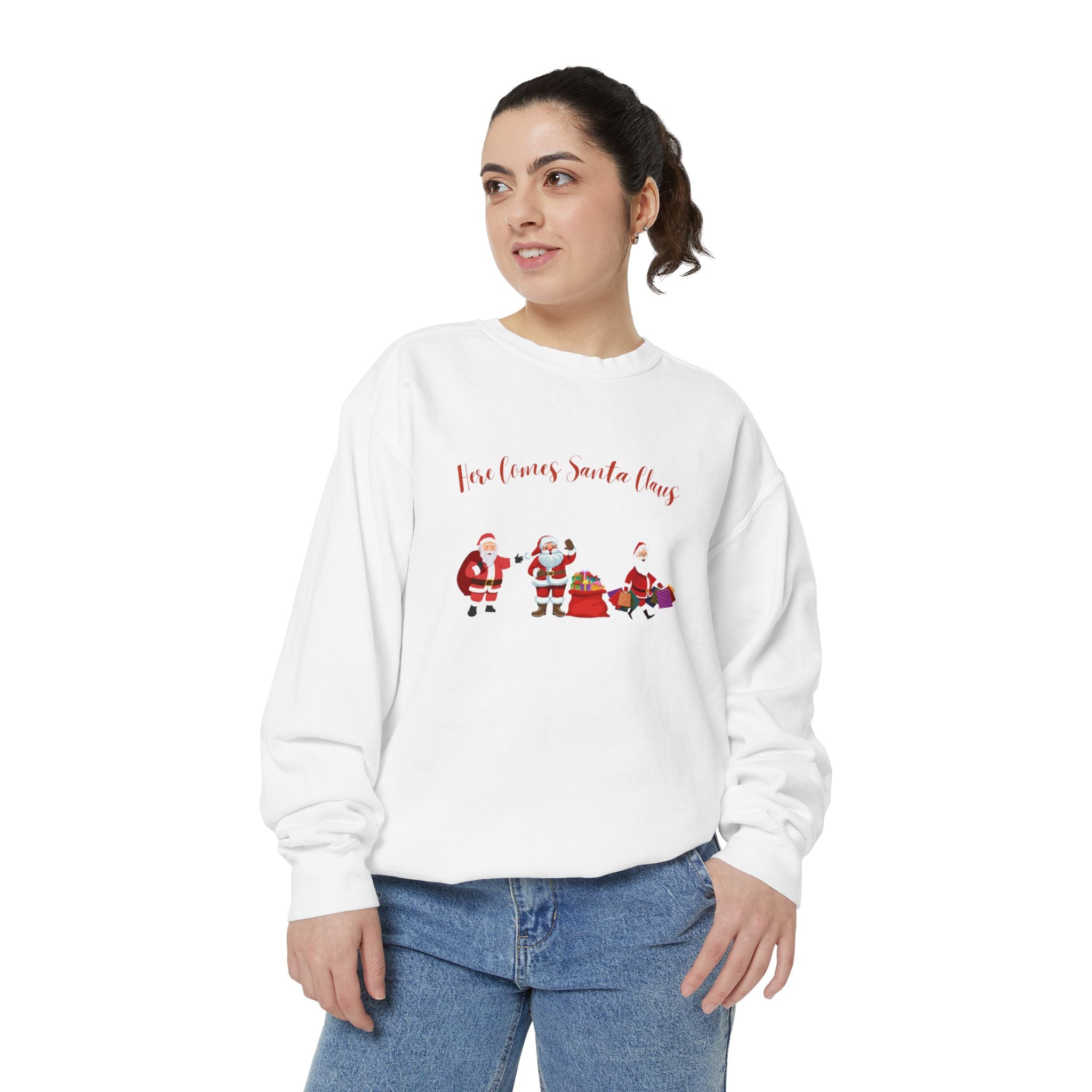 Here Comes Santa Claus Unisex Garment-Dyed Sweatshirt