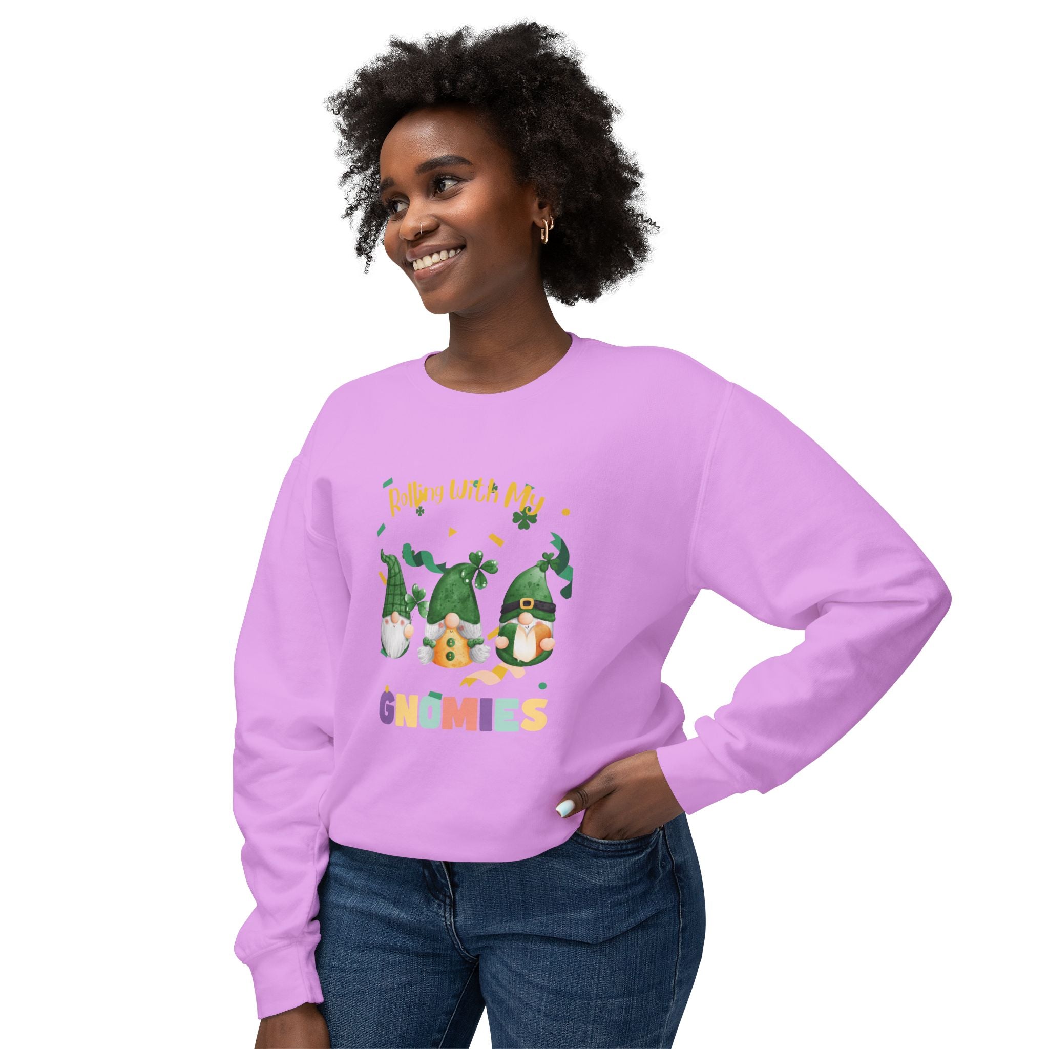 Rolling With My Gnomies Unisex Lightweight Crewneck Sweatshirt