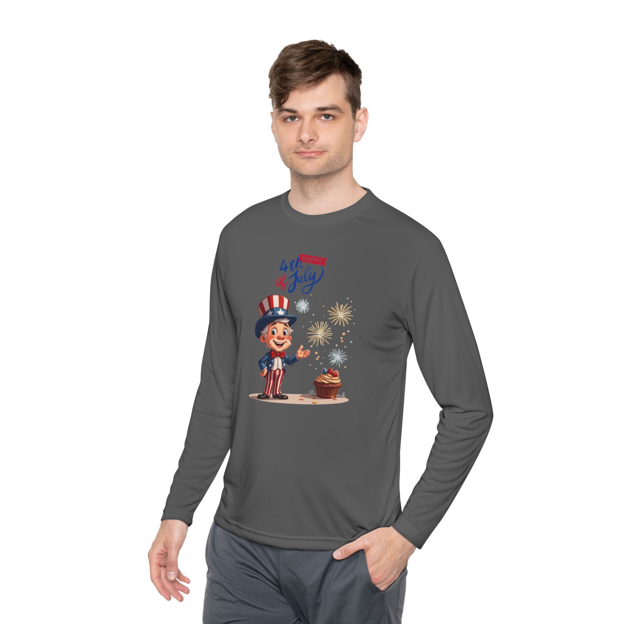 Uncle Sam Happy 4th of July Unisex Lightweight Long Sleeve Tee