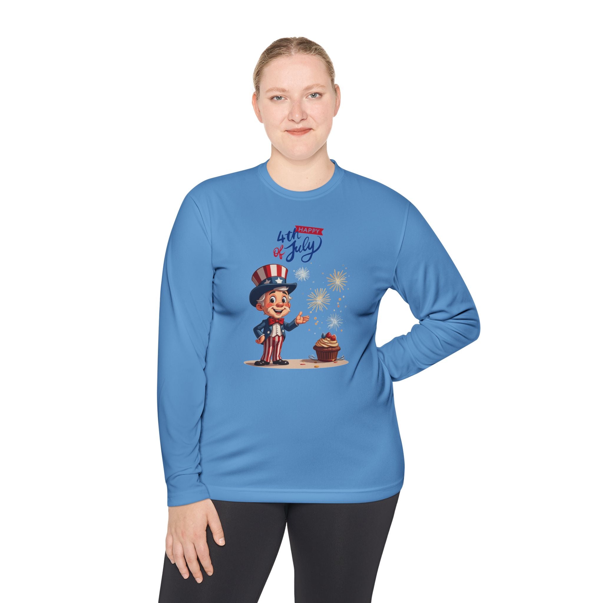 Uncle Sam Happy 4th of July Unisex Lightweight Long Sleeve Tee