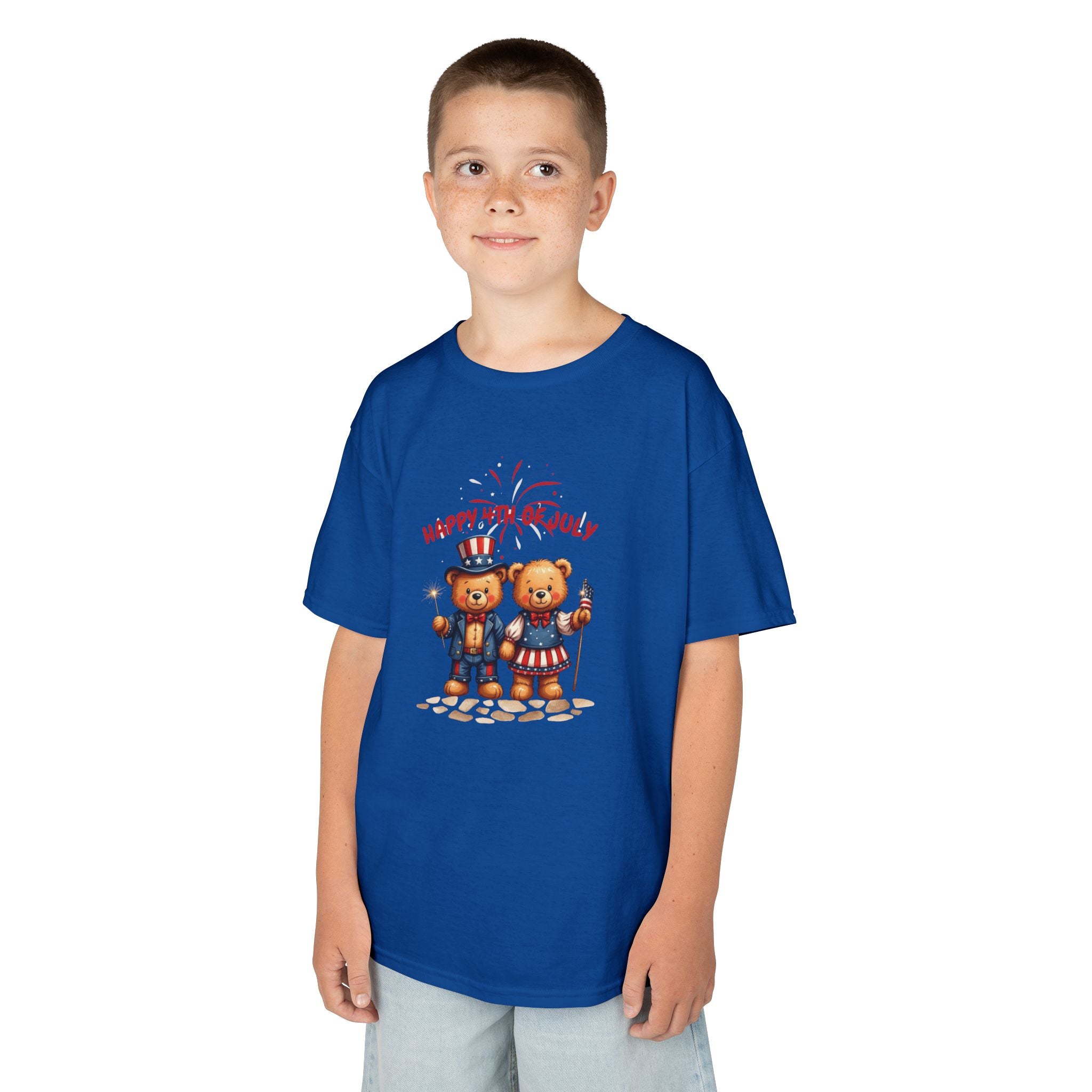 Happy 4th of July Teddy Bear Couple Happy 4th of July Kids Heavy Cotton