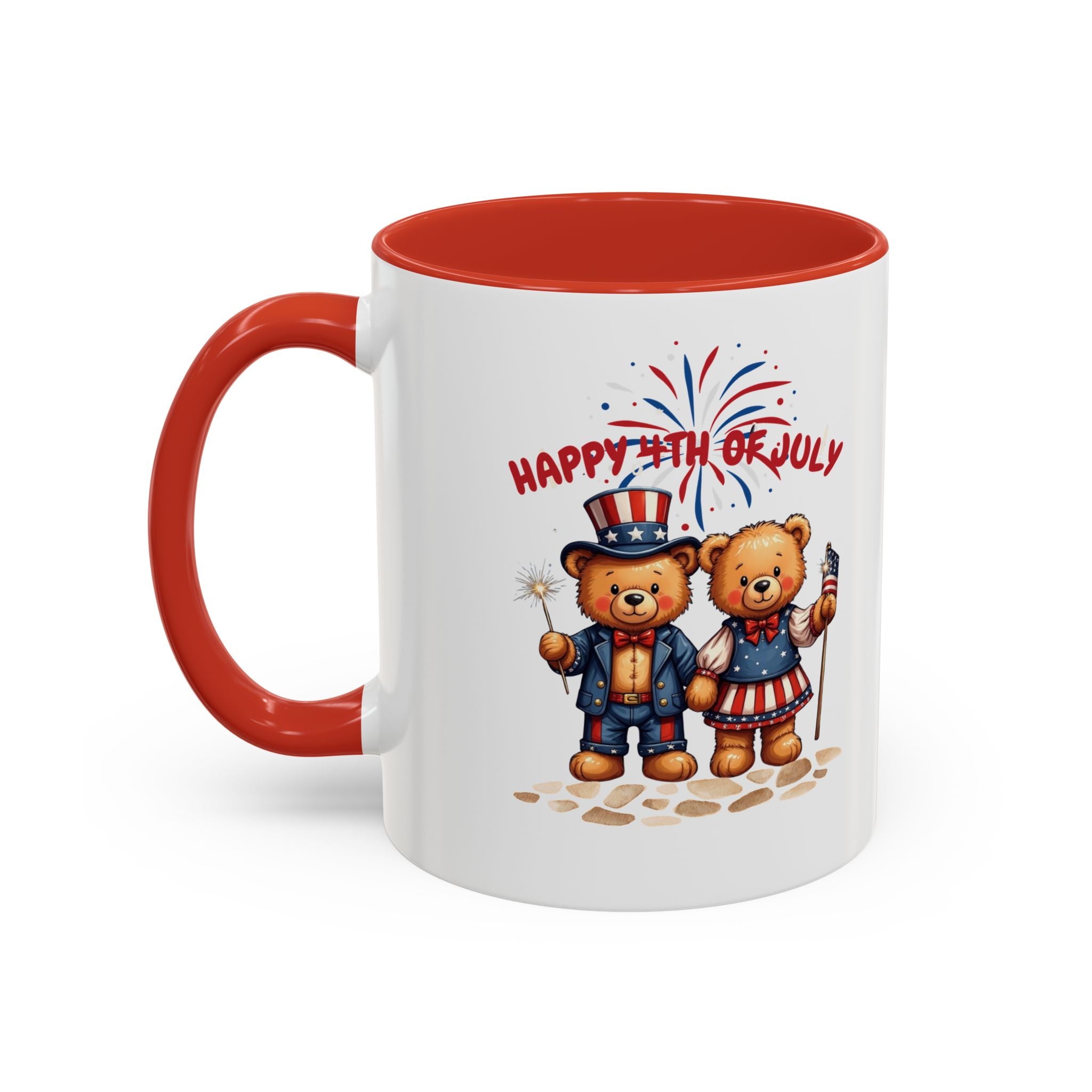 Happy 4th of July Teddy Bear Couple Coffee Mug
