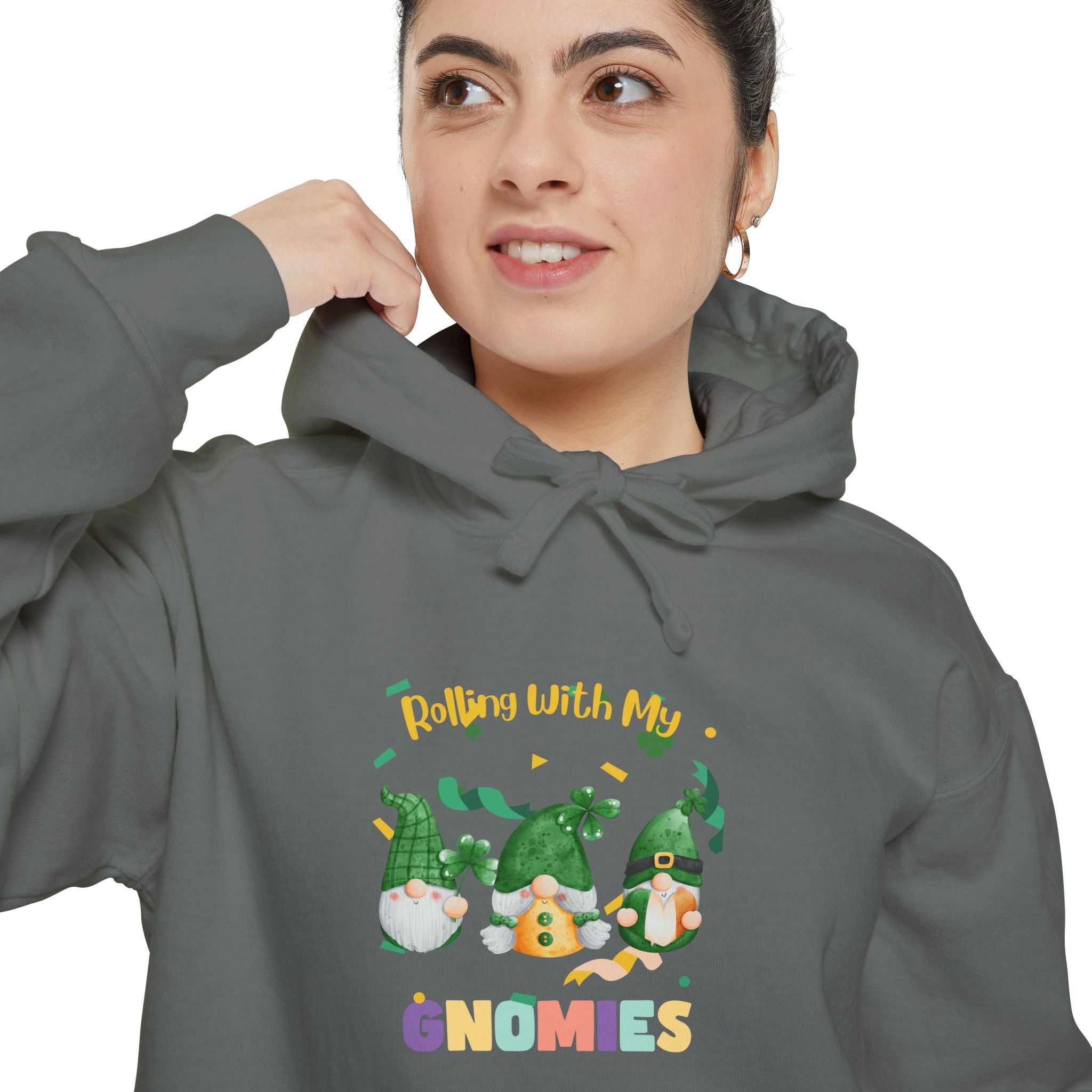 Rolling With My Gnomies Unisex Garment-Dyed Hoodie