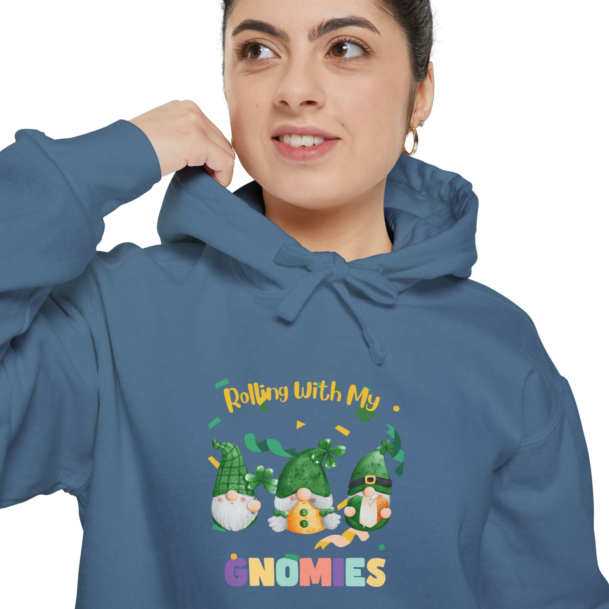 Rolling With My Gnomies Unisex Garment-Dyed Hoodie