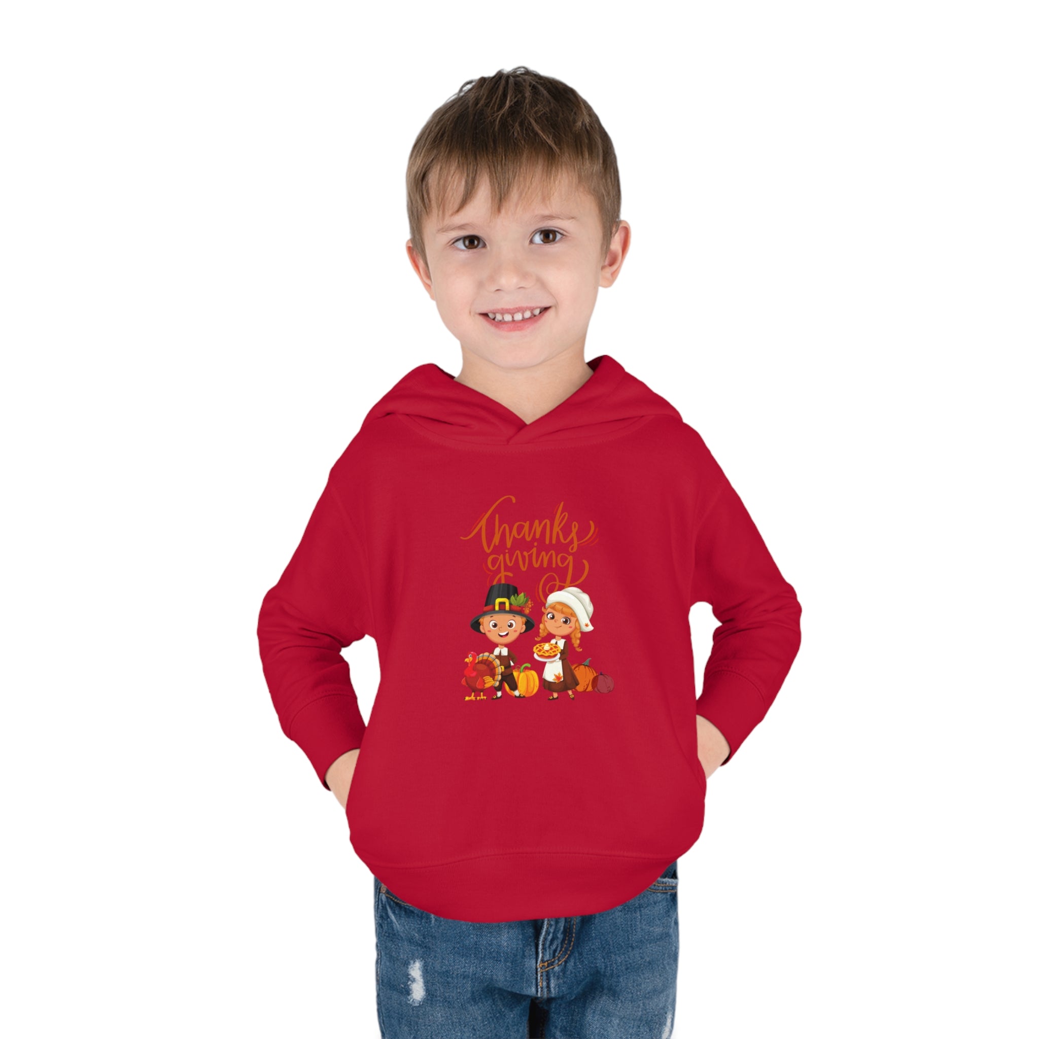Happy Thanksgiving Toddler Pullover Fleece Hoodie