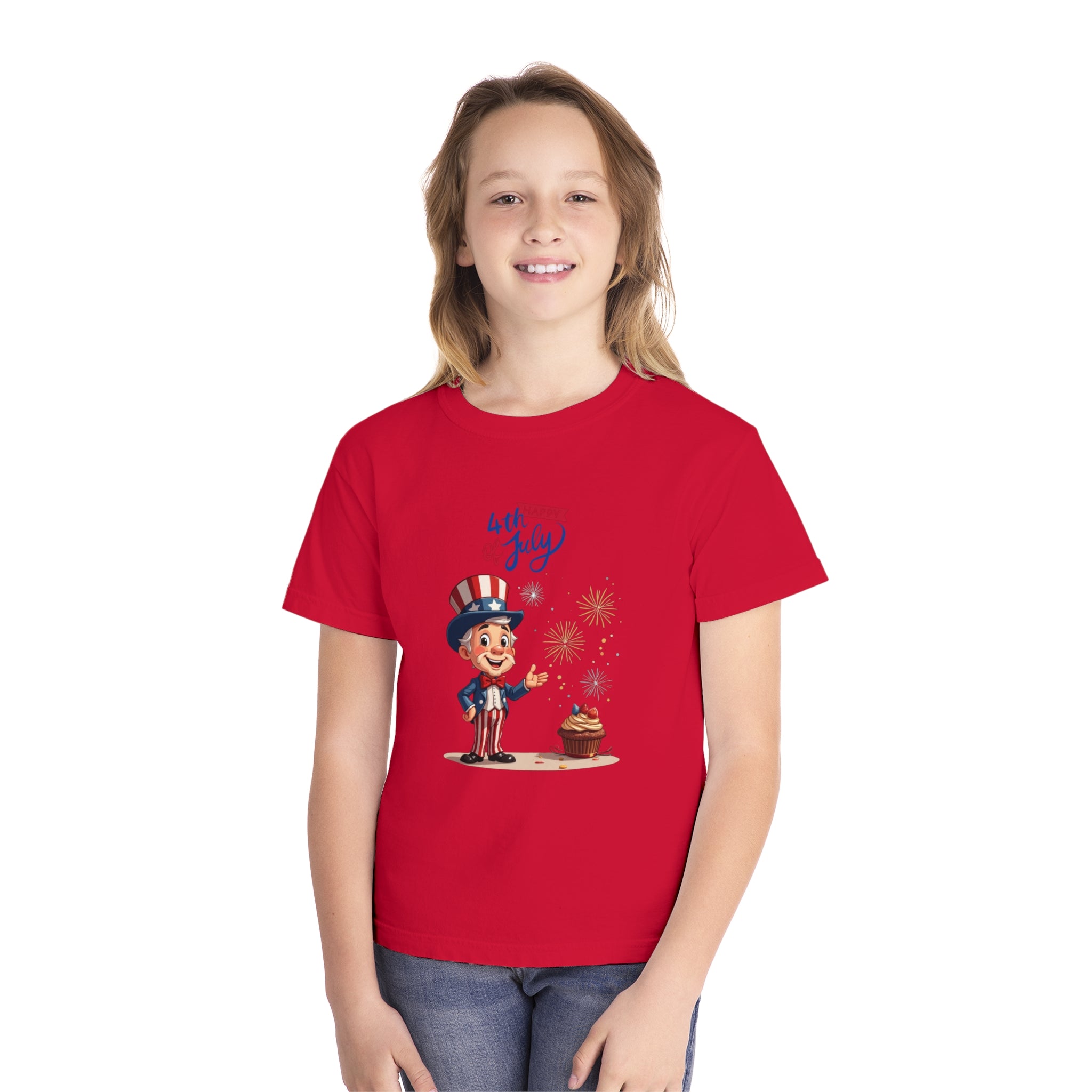 Uncle Sam Happy 4th of July Youth Midweight Tee