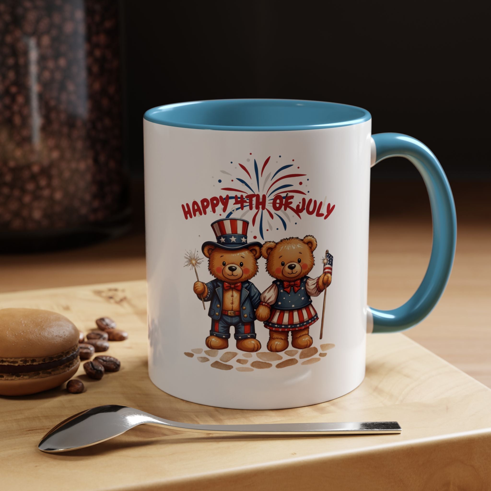 Happy 4th of July Teddy Bear Couple Coffee Mug