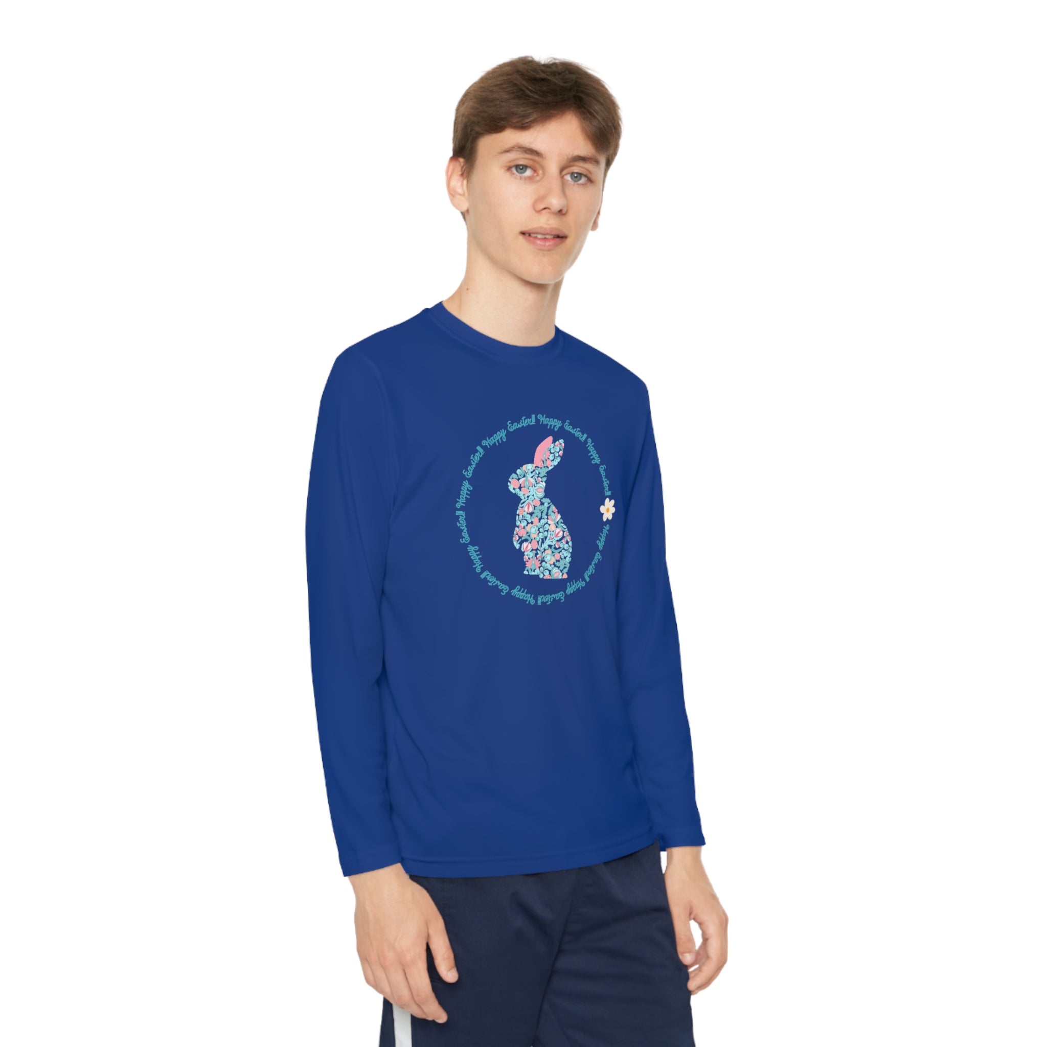 Happy Easter Rabbit Day Youth Long Sleeve Competitor Tee