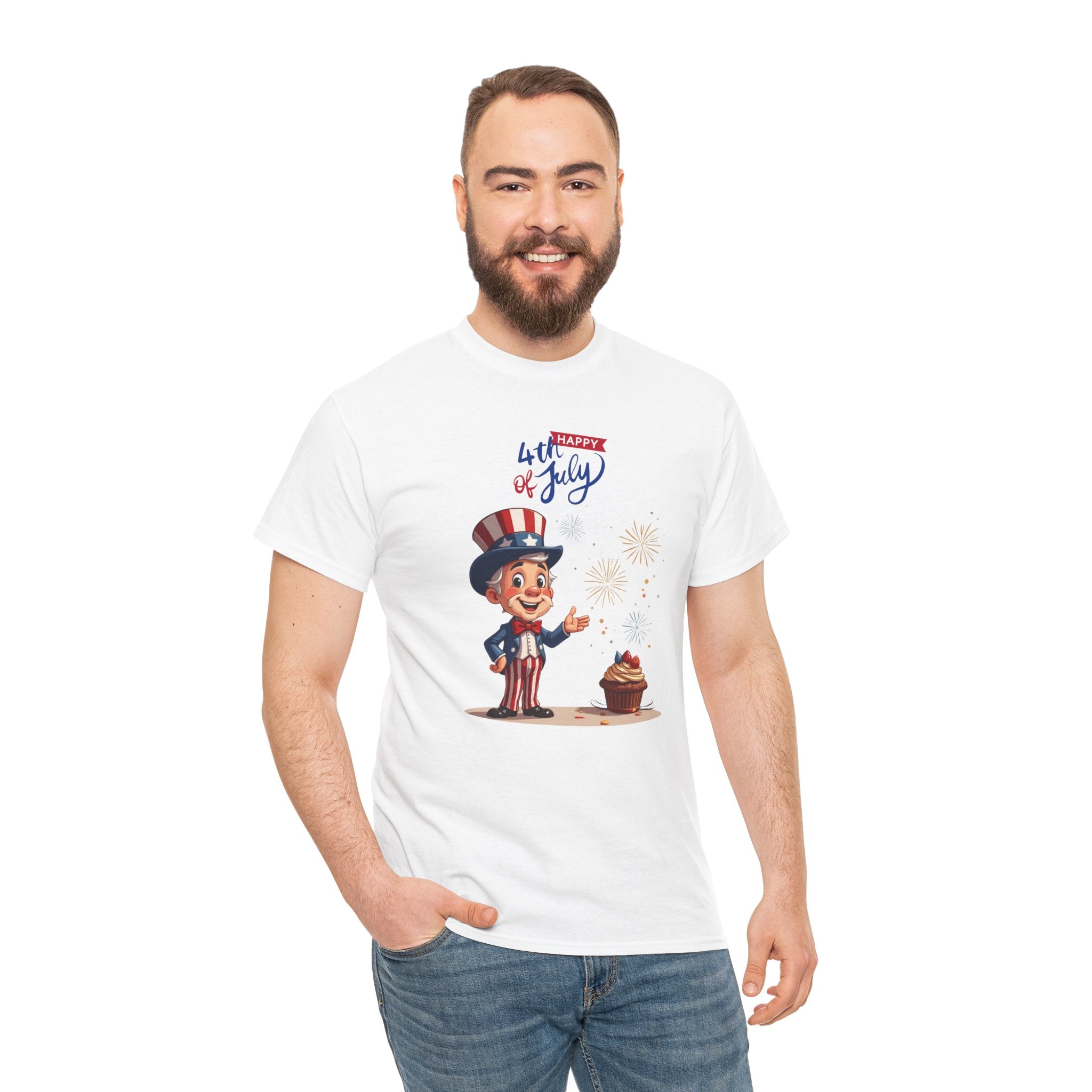 Uncle Sam Tee Happy of July, Unisex Heavy Cotton Shirt