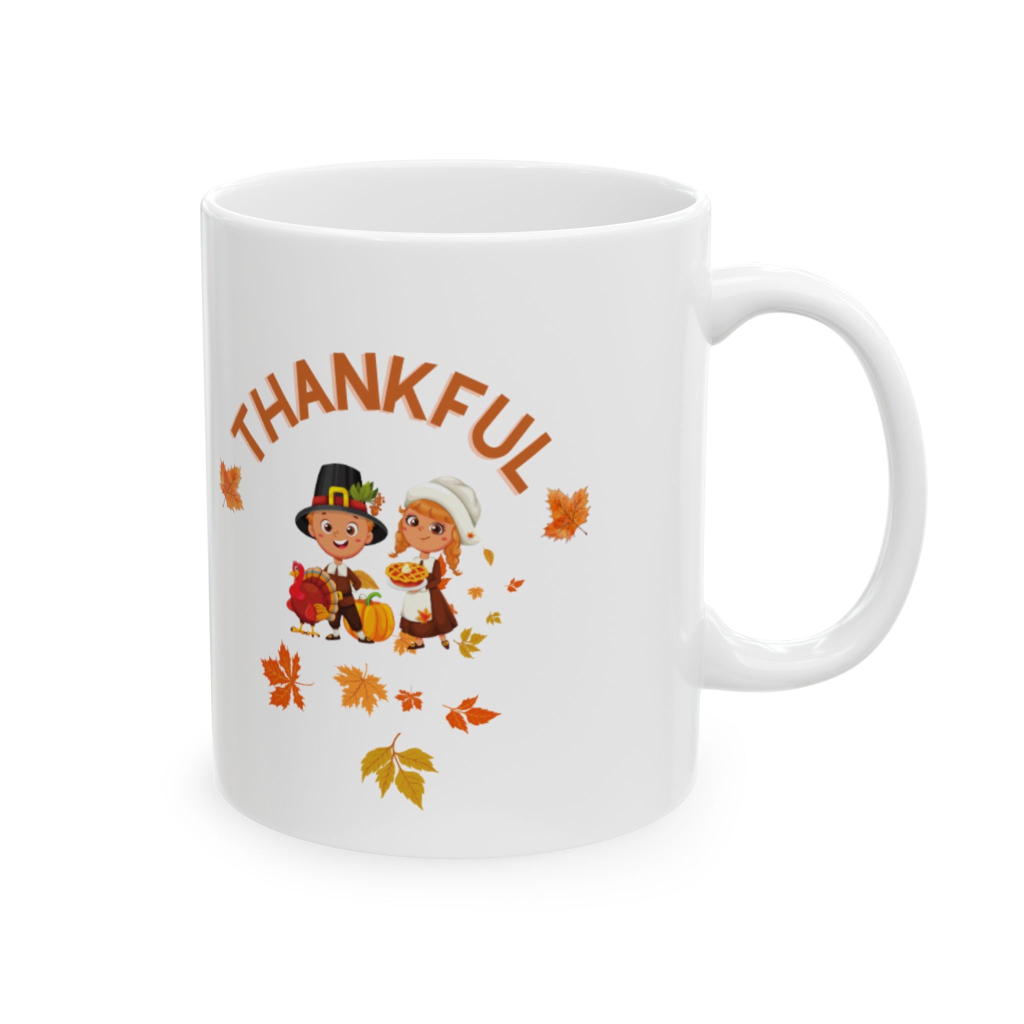 Pilgrims Turkey Day Ceramic Mug, (11oz, 15oz)