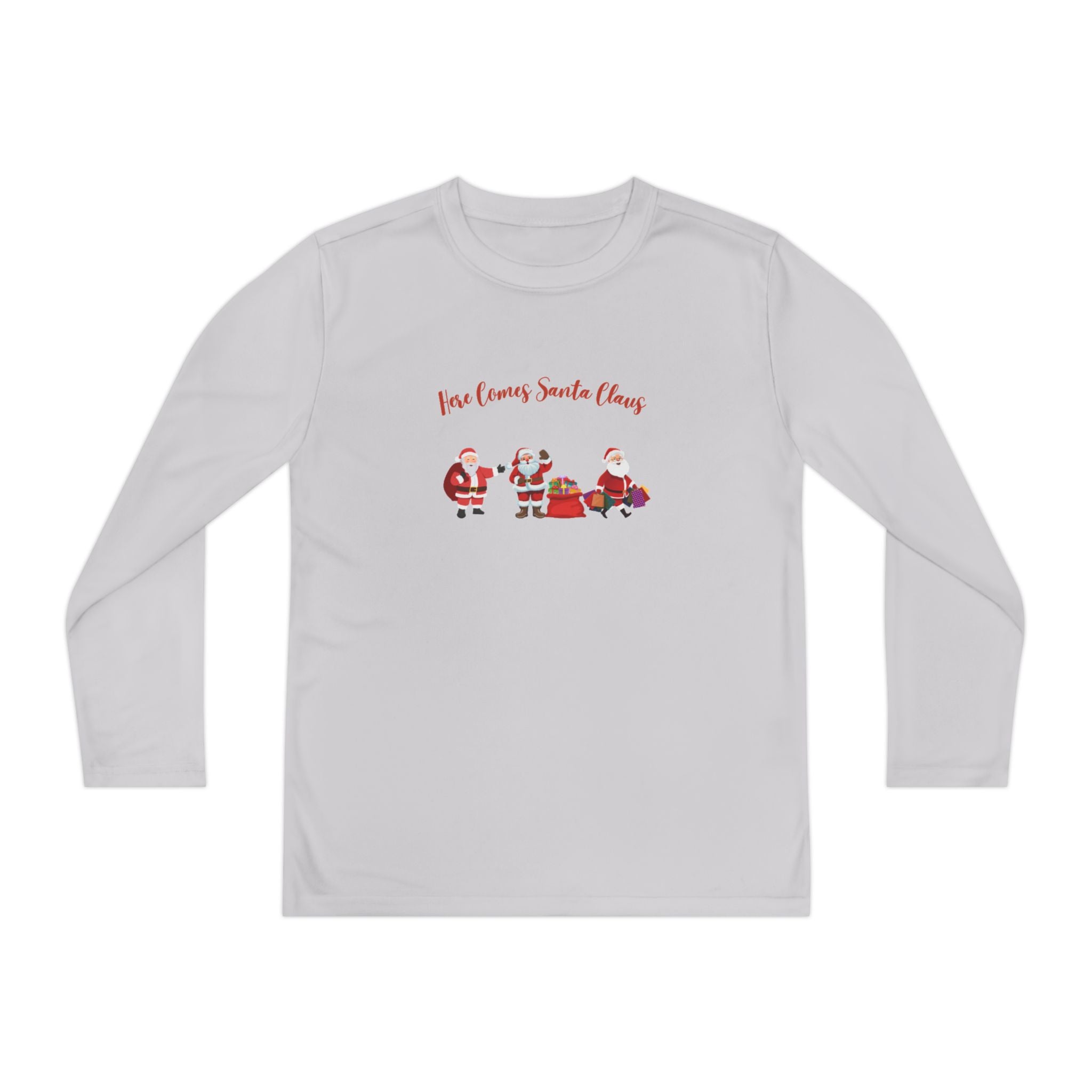 Here Comes Santa Claus Youth Long Sleeve Competitor Tee