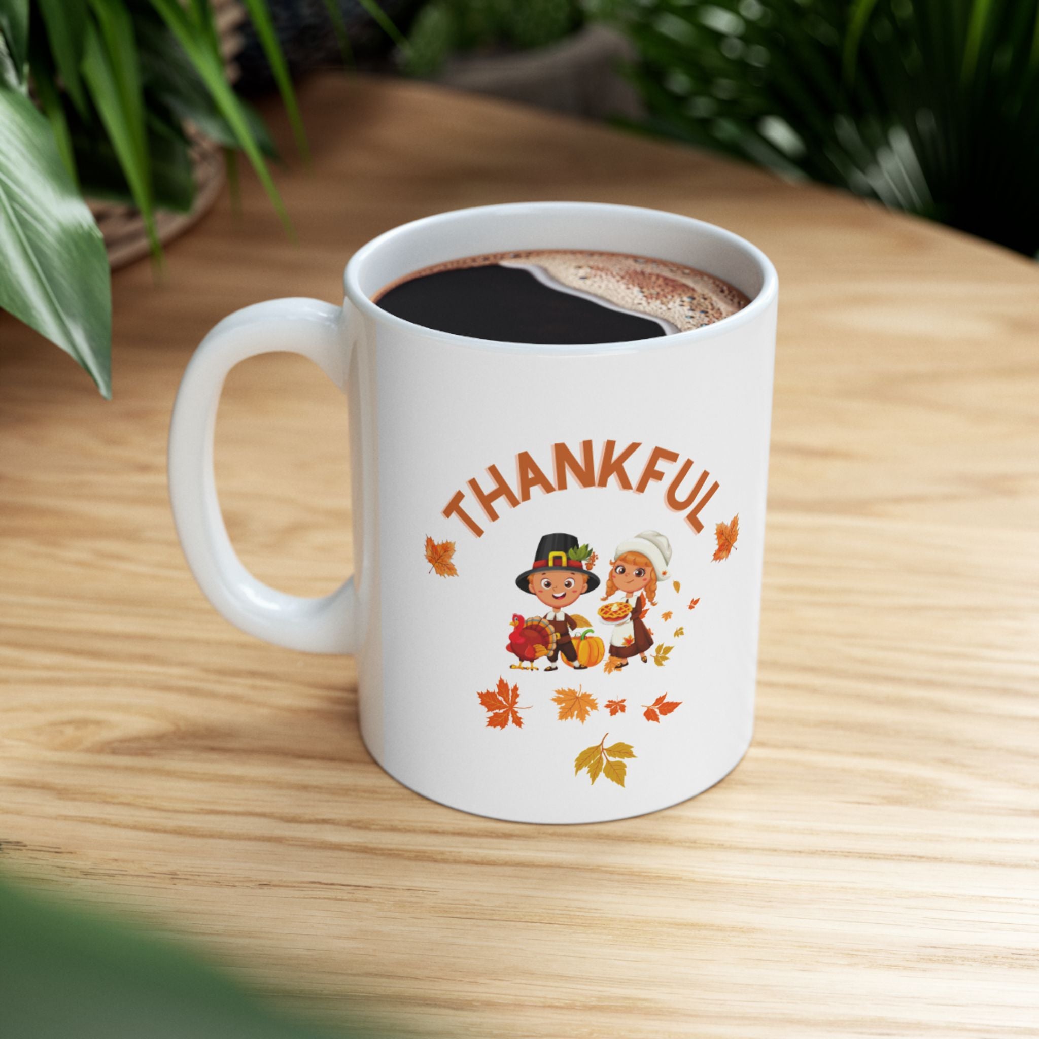 Pilgrims Turkey Day Ceramic Mug, (11oz, 15oz)
