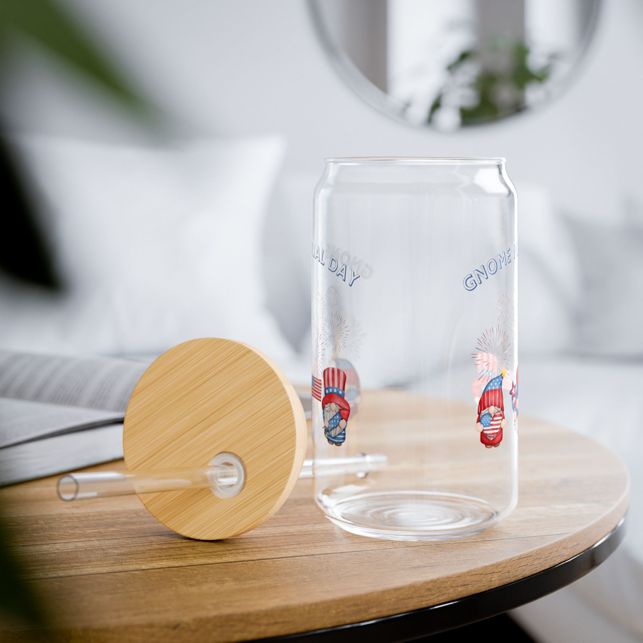 Gnome Memorial Day Sipper Glass, 16oz