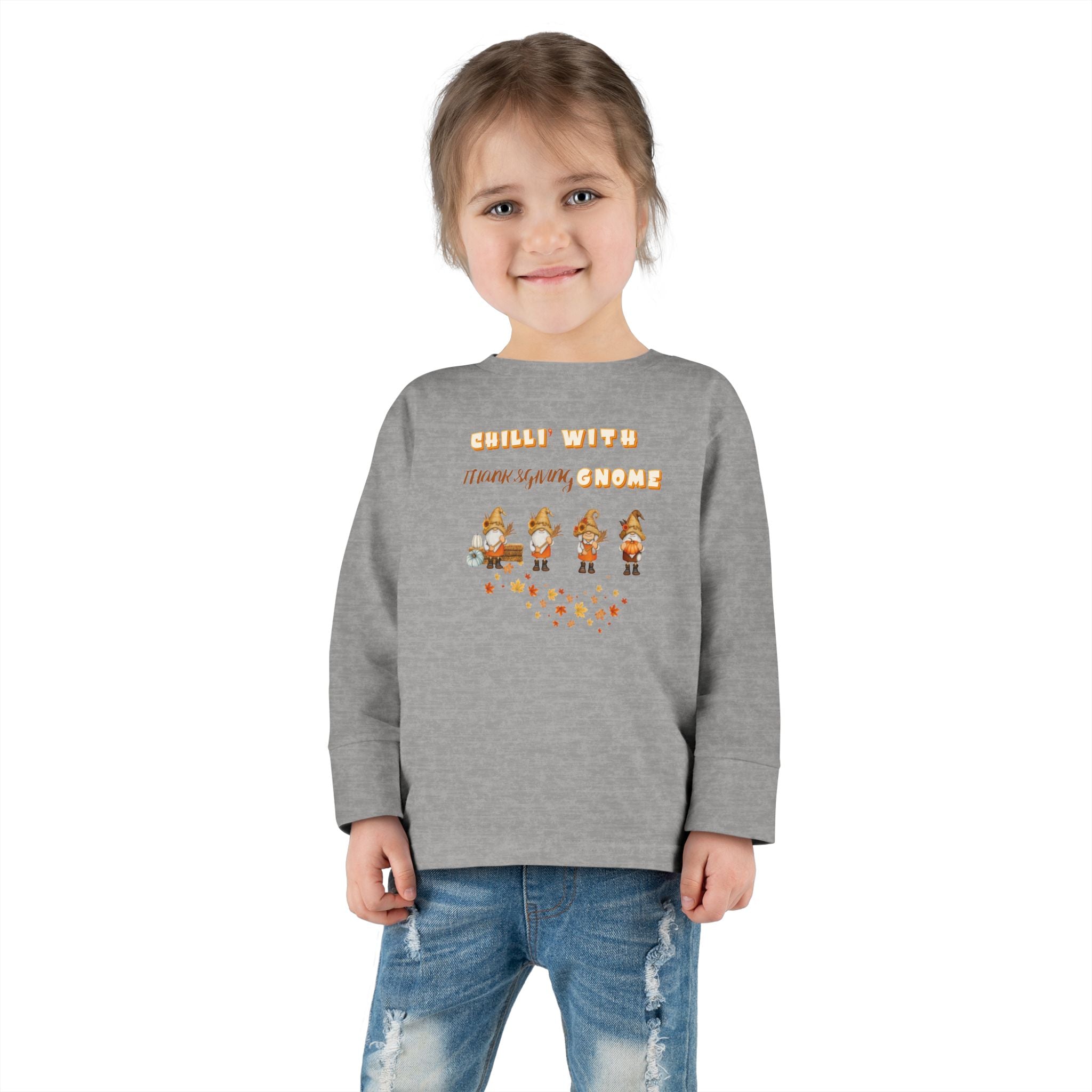 Chilli' With Thanksgiving Gnome Toddler Long Sleeve Tee