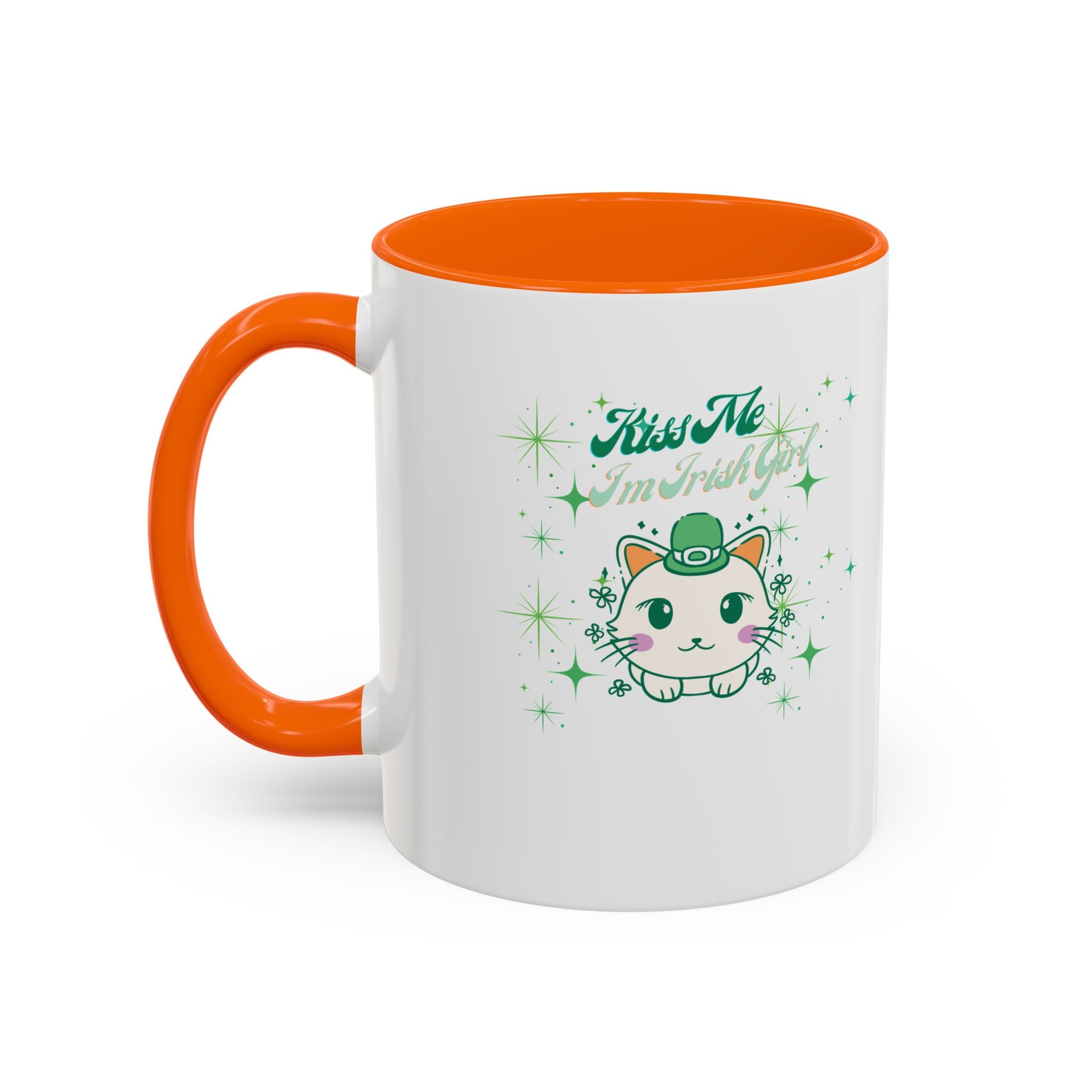 Kiss Me I'm Irish Cat  Accent Mug