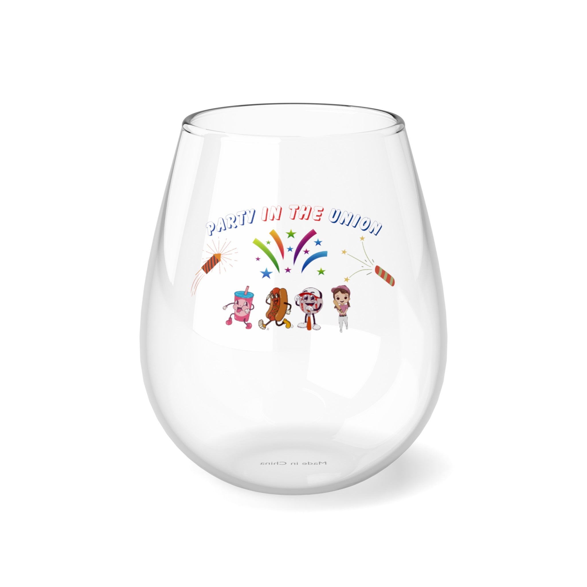 Party In The Union Stemless Wine Glass, 11.75oz