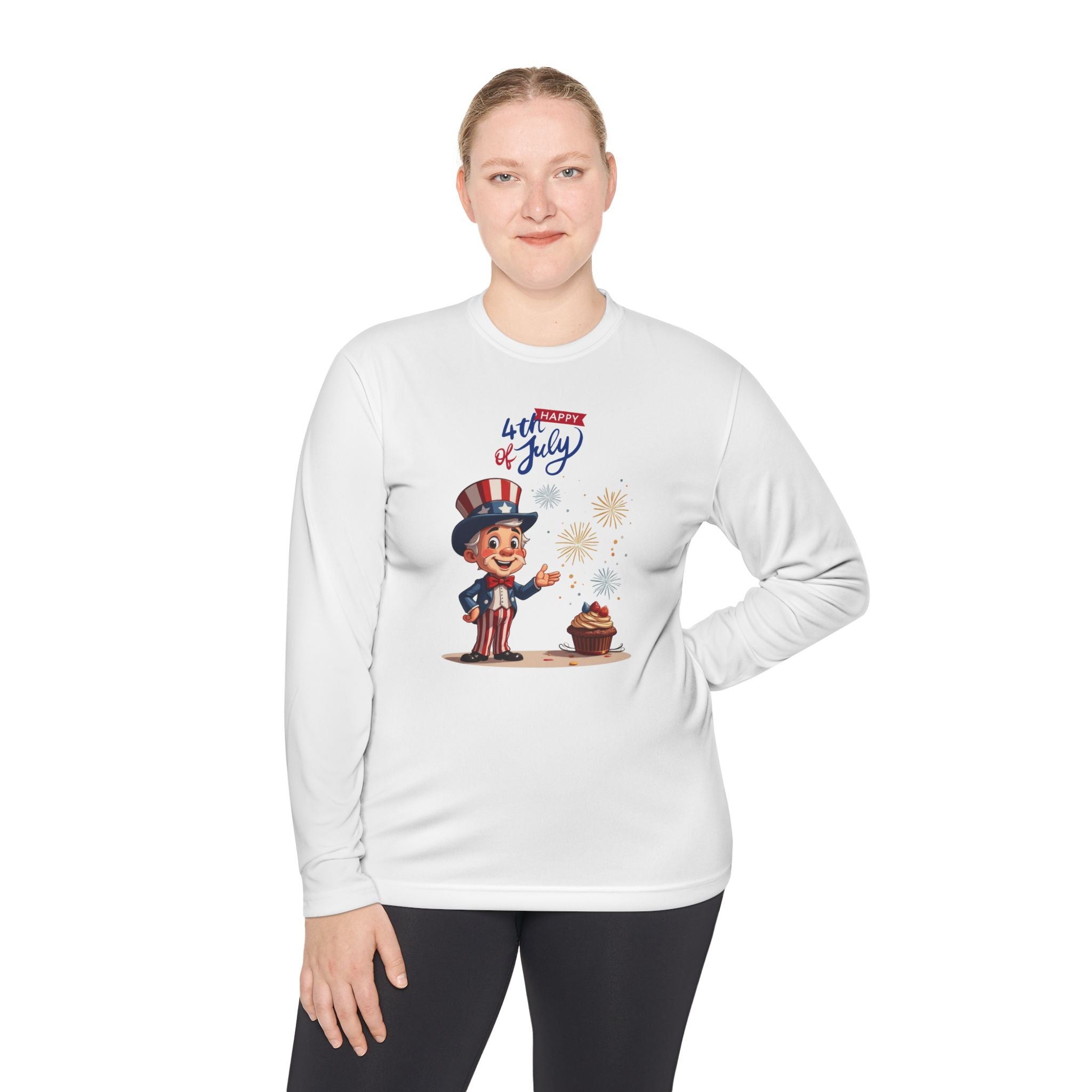 Uncle Sam Happy 4th of July Unisex Lightweight Long Sleeve Tee