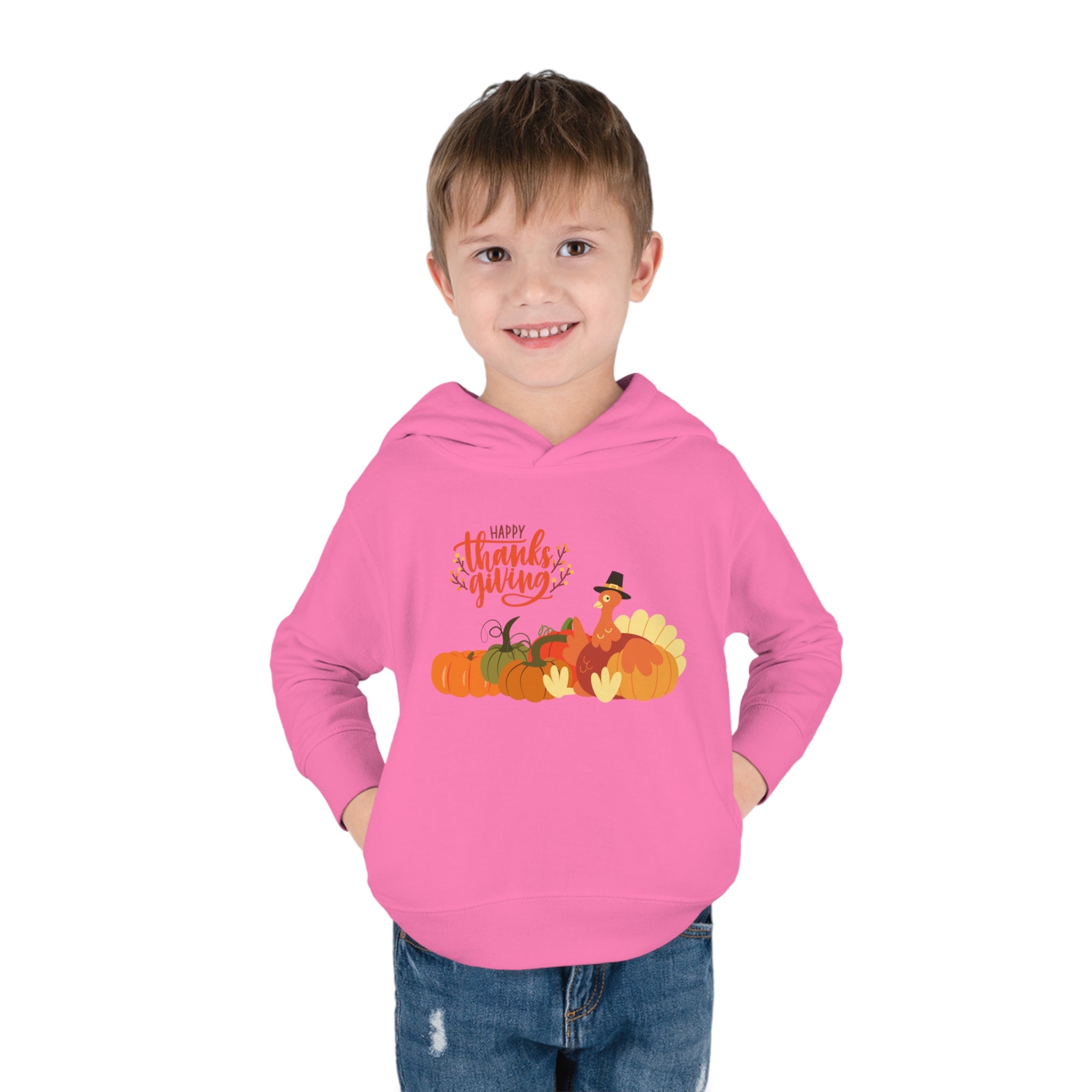 Happy Thanksgiving Turkey Toddler Pullover Fleece Hoodie