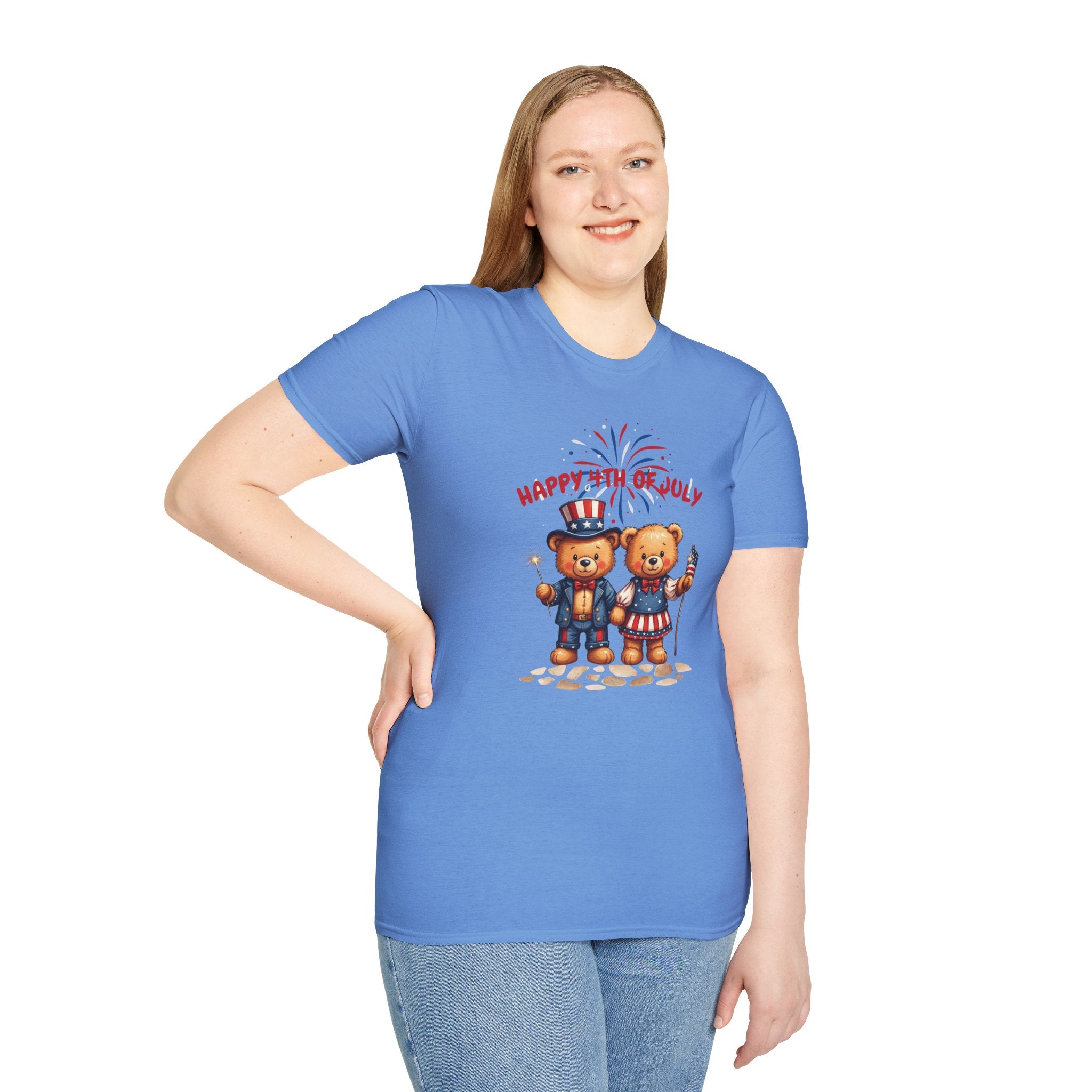Happy 4th of July Teddy Bear Couple Unisex T-Shirt