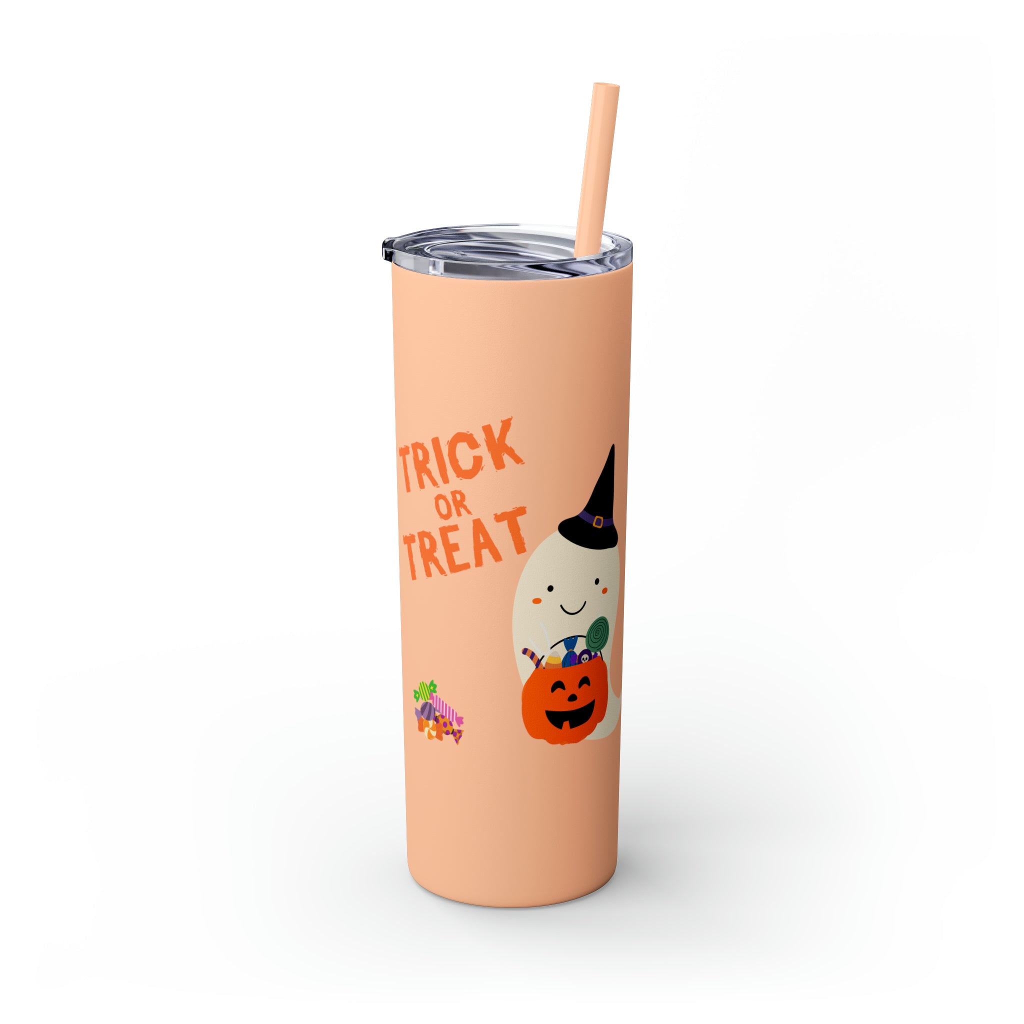 Trick or Treat Skinny Tumbler with Straw, 20oz