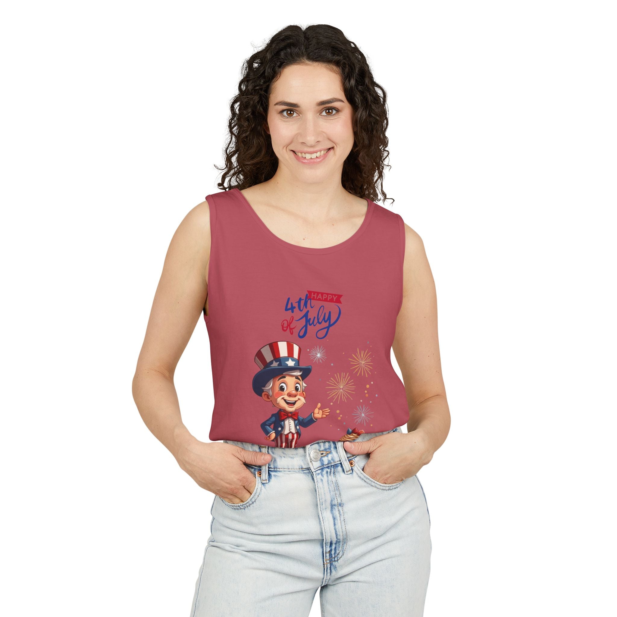 Uncle Sam Happy 4th of July Tank Top Unisex Sleeveless Shirt