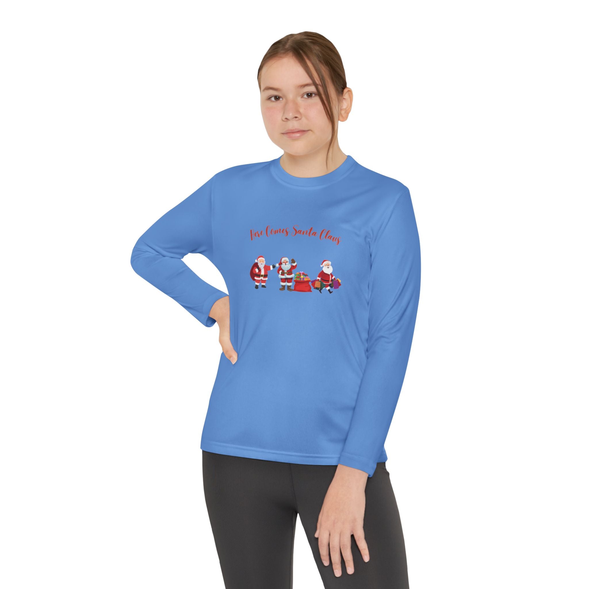 Here Comes Santa Claus Youth Long Sleeve Competitor Tee