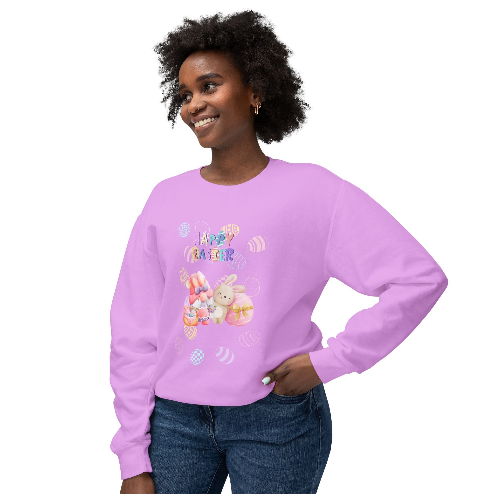 Easter Gnome Unisex Lightweight Crewneck Sweatshirt