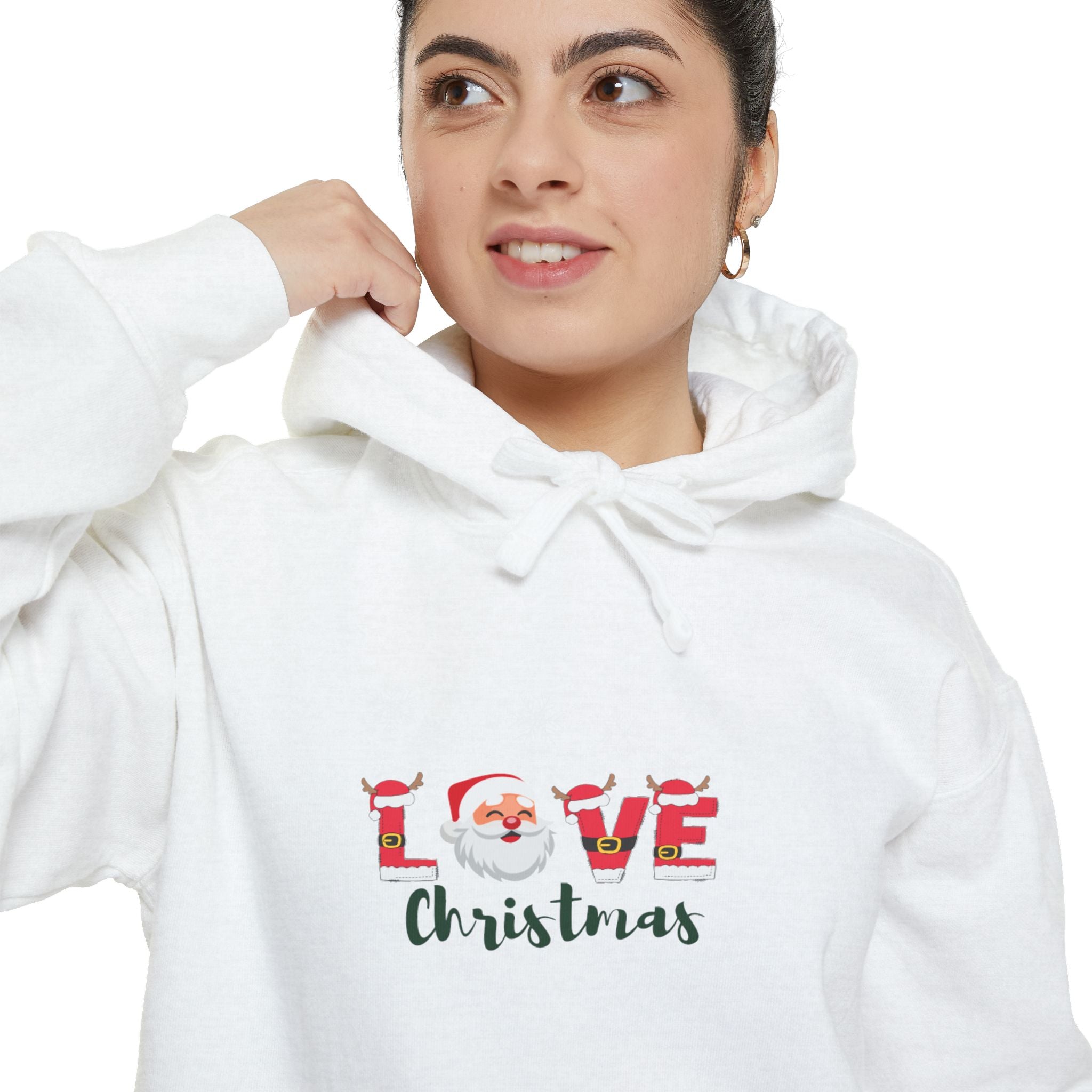 Santa Claus Loves ChristmasUnisex Garment-Dyed Hoodie