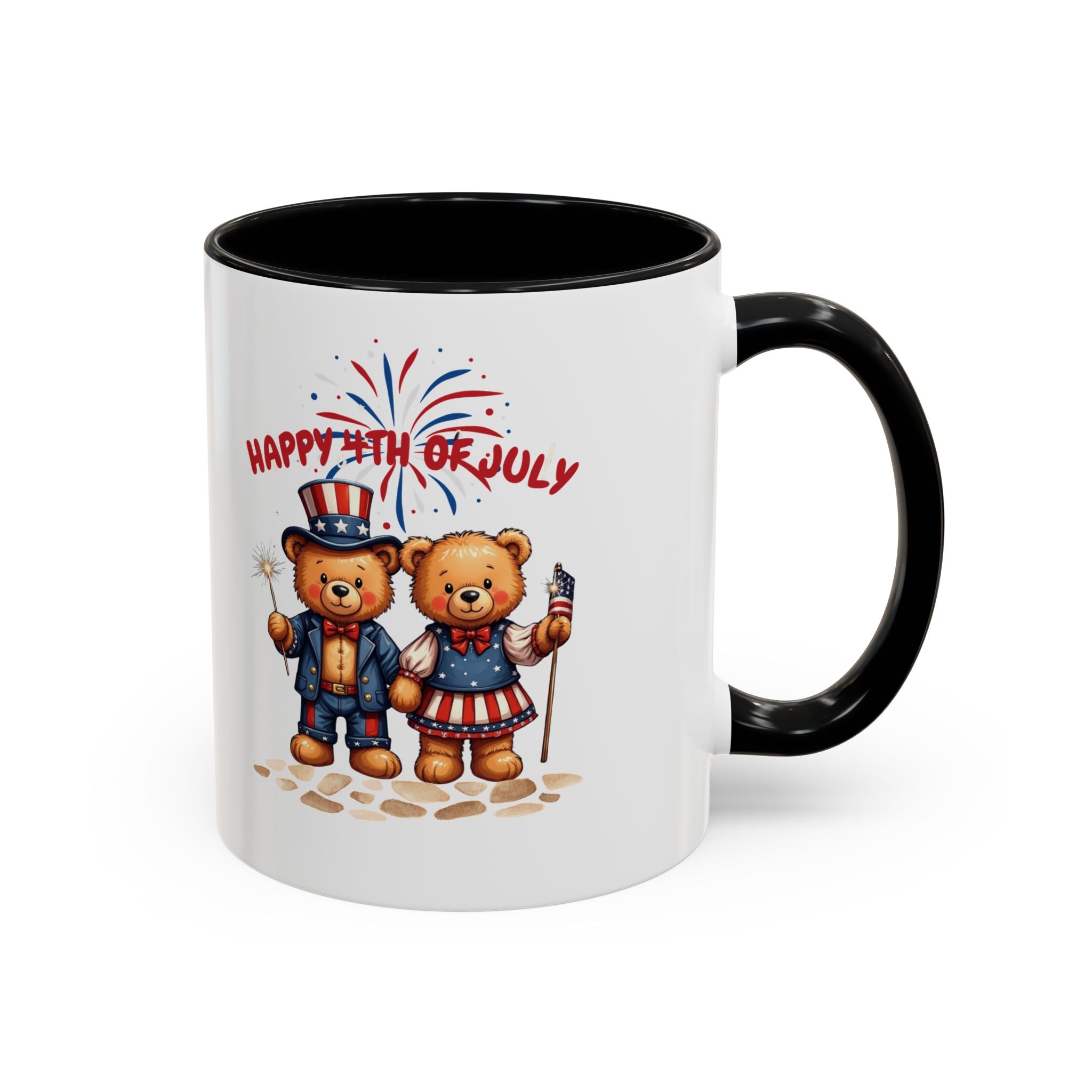 Happy 4th of July Teddy Bear Couple Coffee Mug
