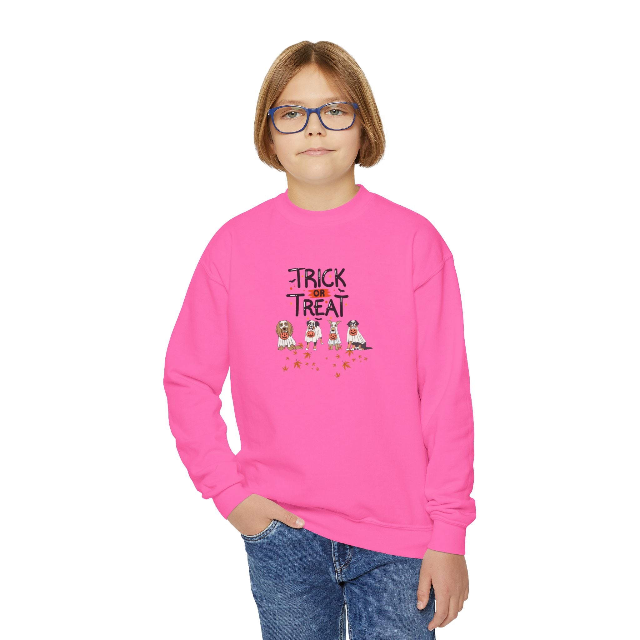 Pooch Trick or Treat Youth Crewneck Sweatshirt