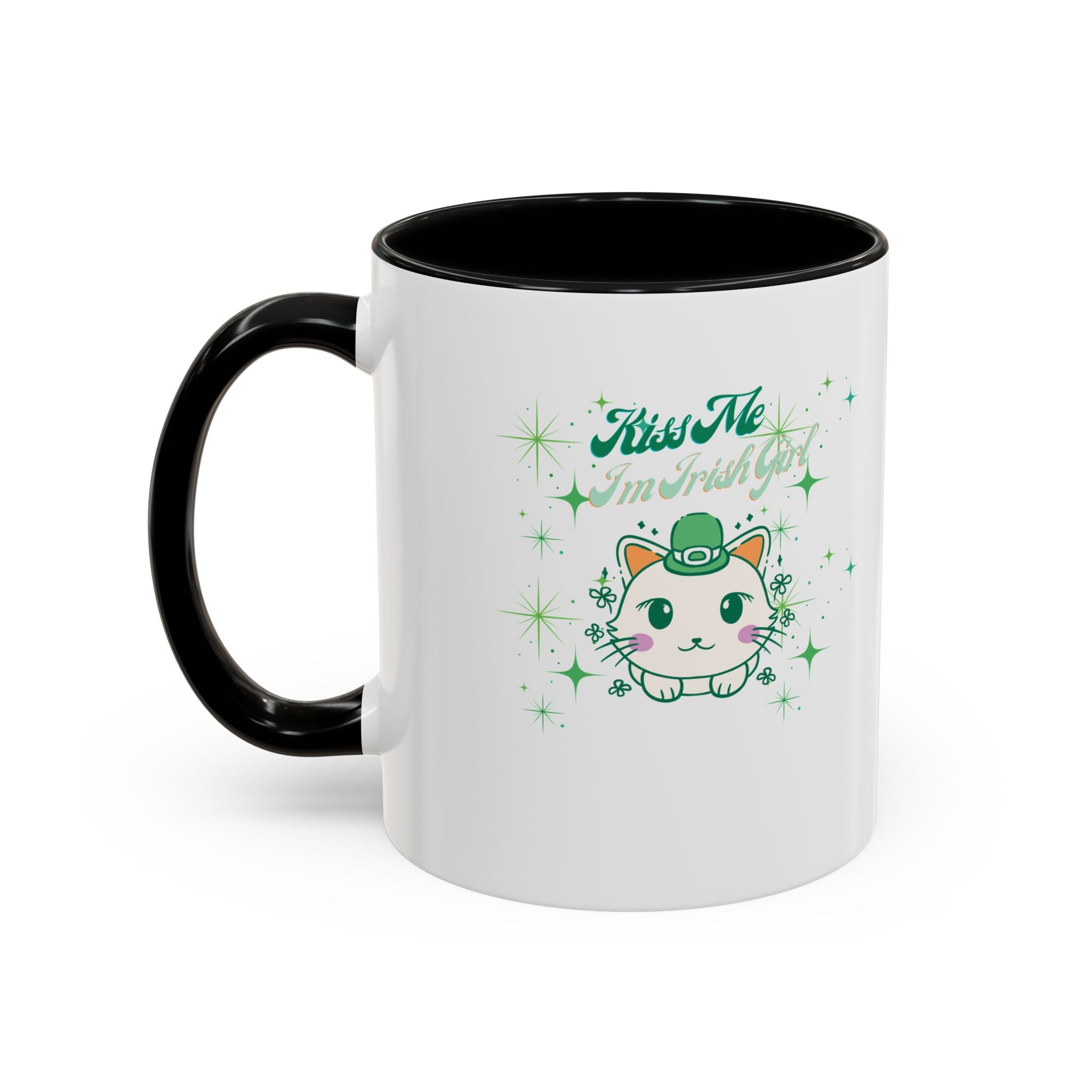 Kiss Me I'm Irish Cat  Accent Mug