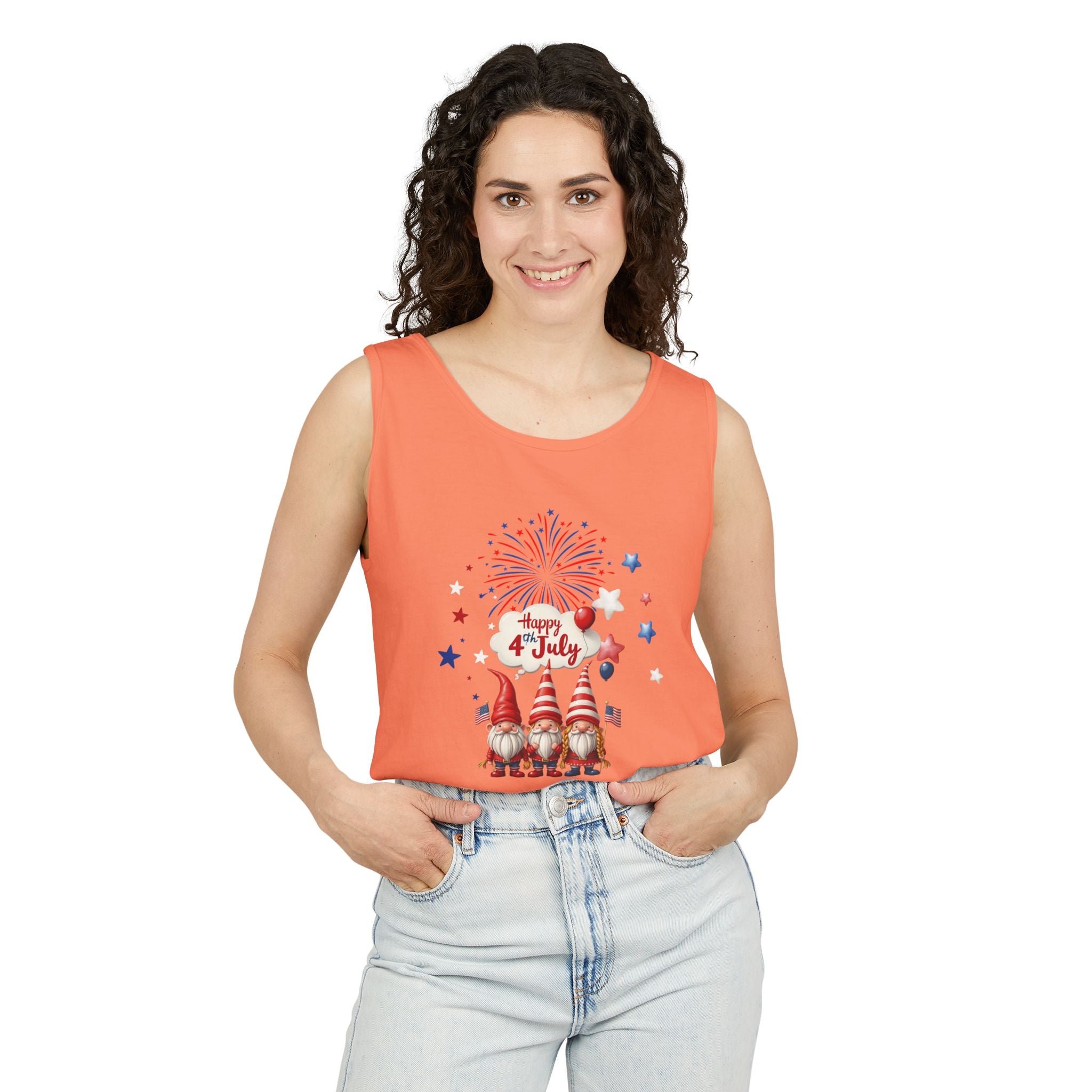 Gnome 4th of July Unisex Tank Top, Festive Holiday Apparel, Casual Independence Day Wear