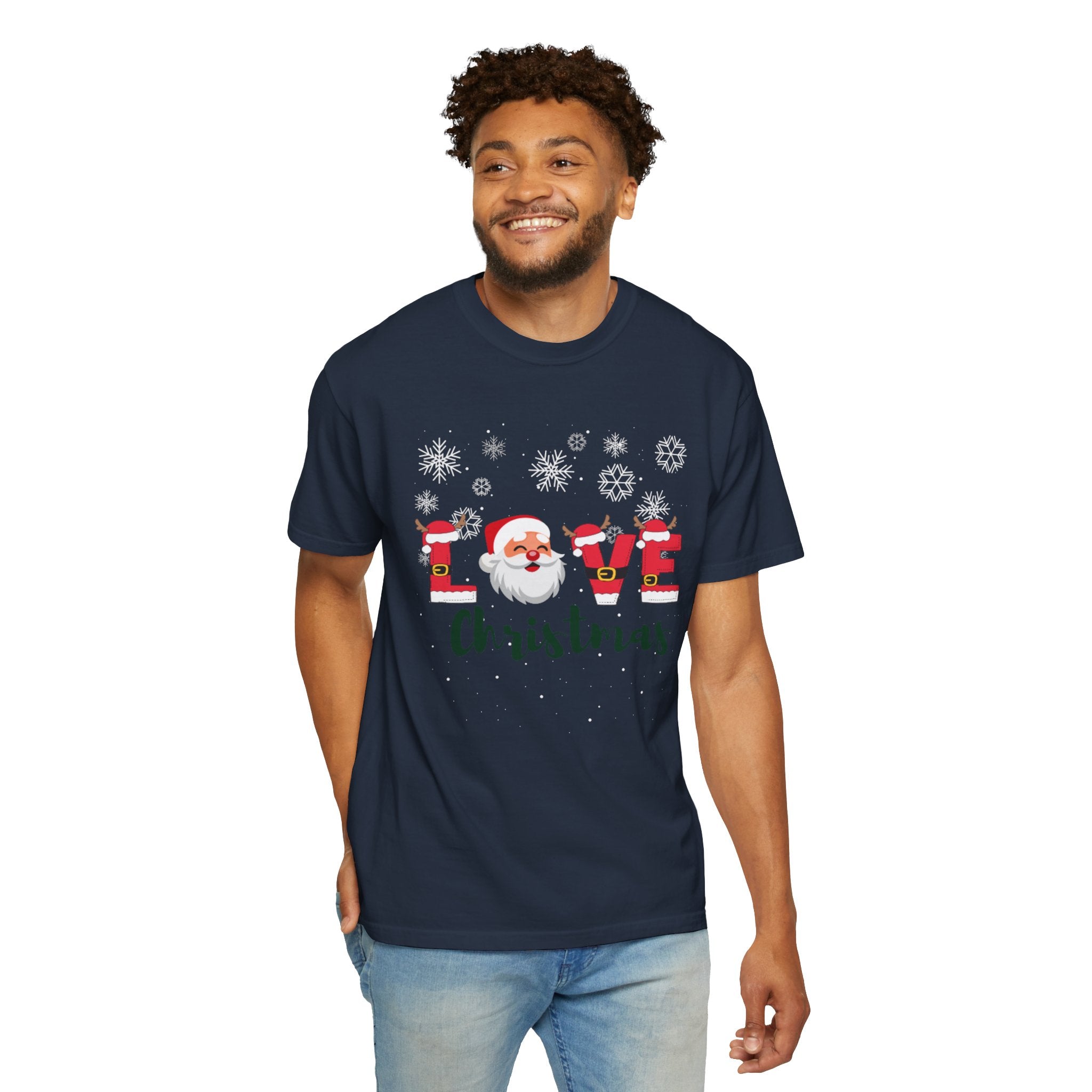 Santa Claus Loves Christmas Unisex Garment-Dyed T-shirt