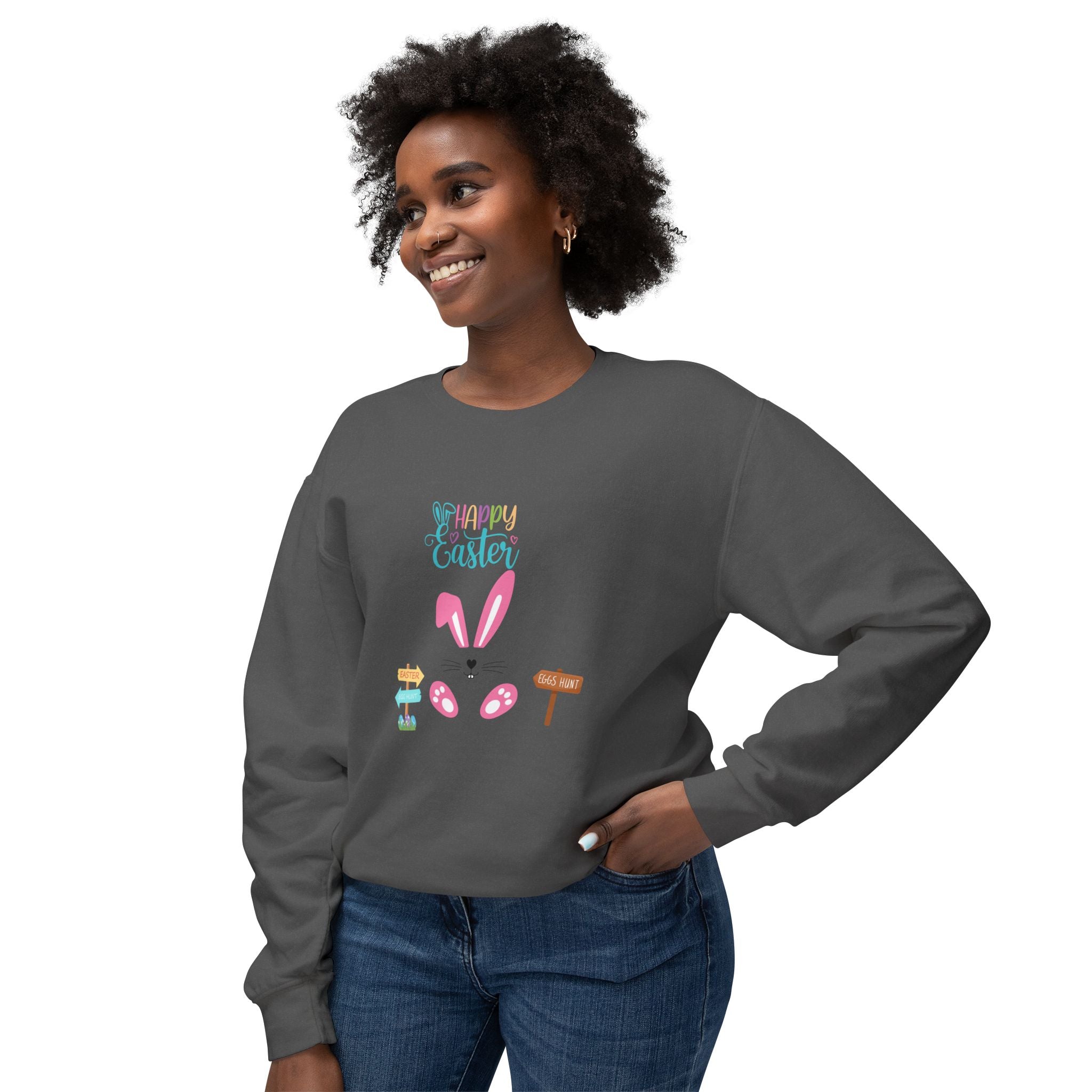 Follow Me To Hunt Sweatshirt - Unisex Lightweight Sweatshirt with Happy Easter Design
