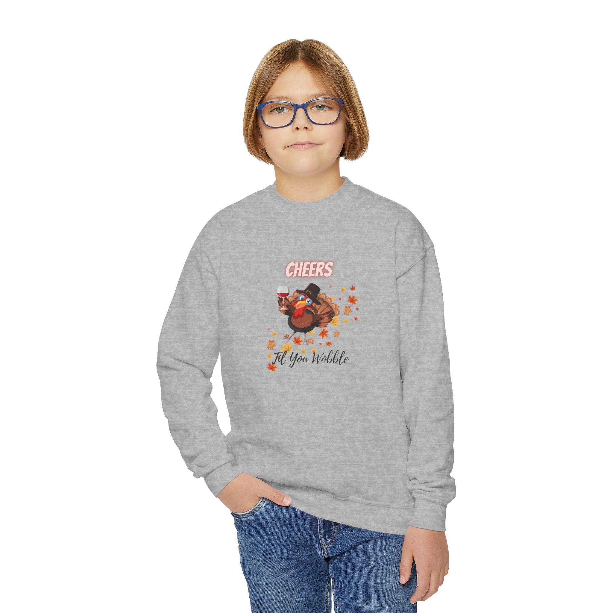 Cheers Til You Wobble Youth Crewneck Sweatshirt