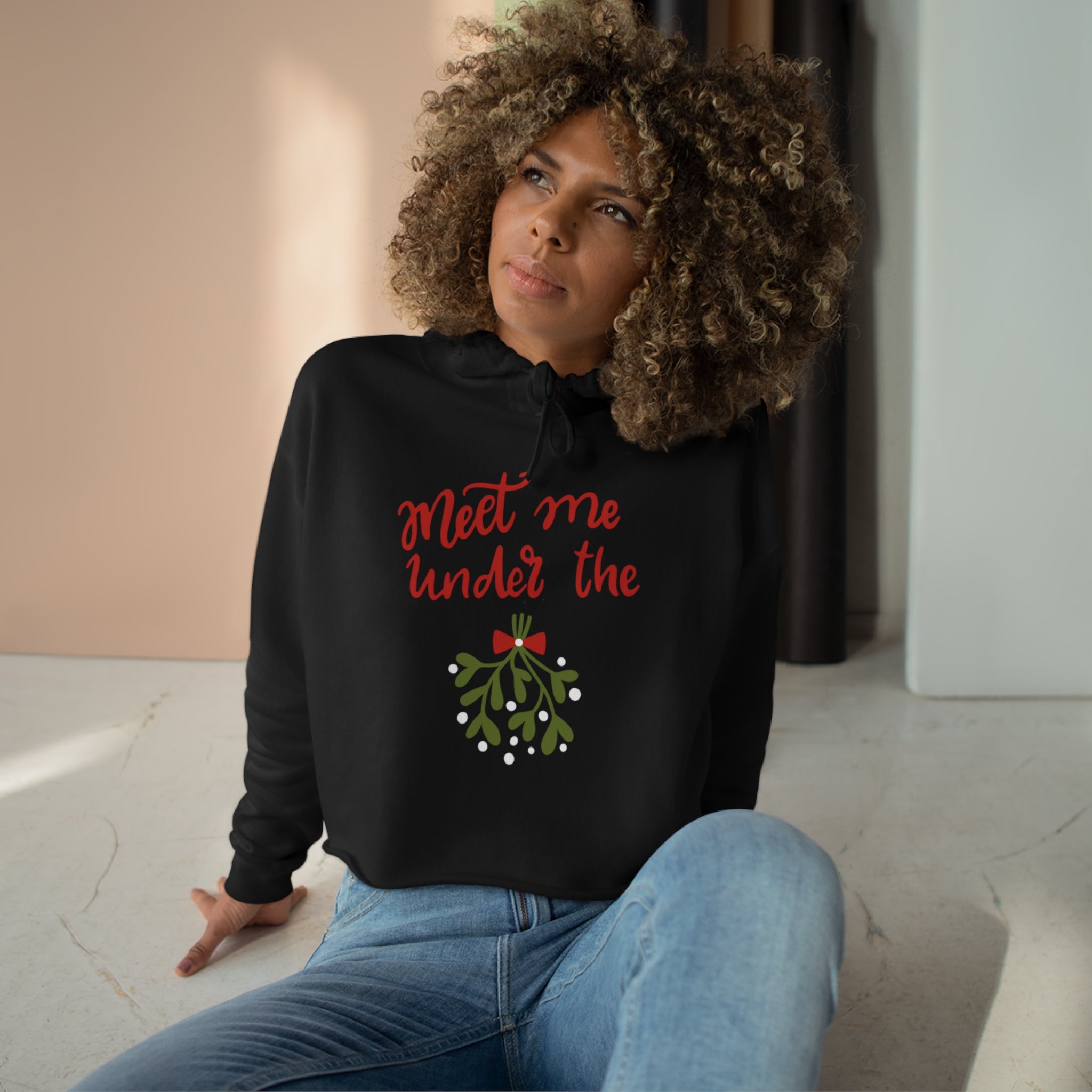 Meet Me Under The Mistletoe Crop Hoodie