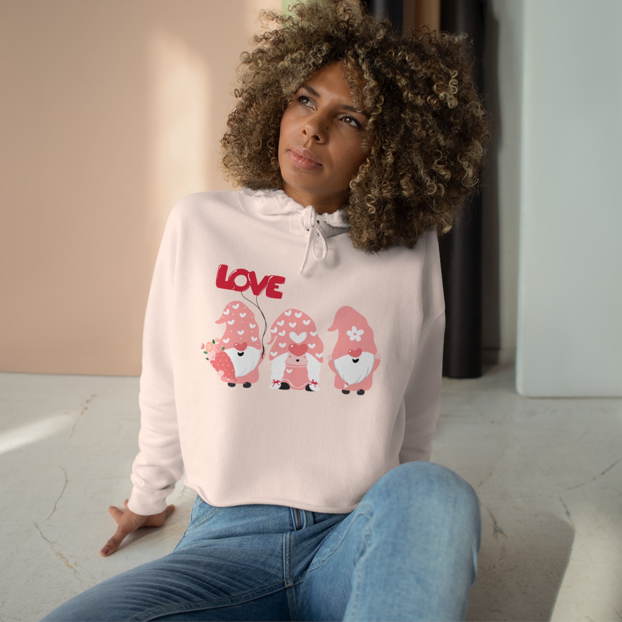 Love Gnome Day Crop Hoodie