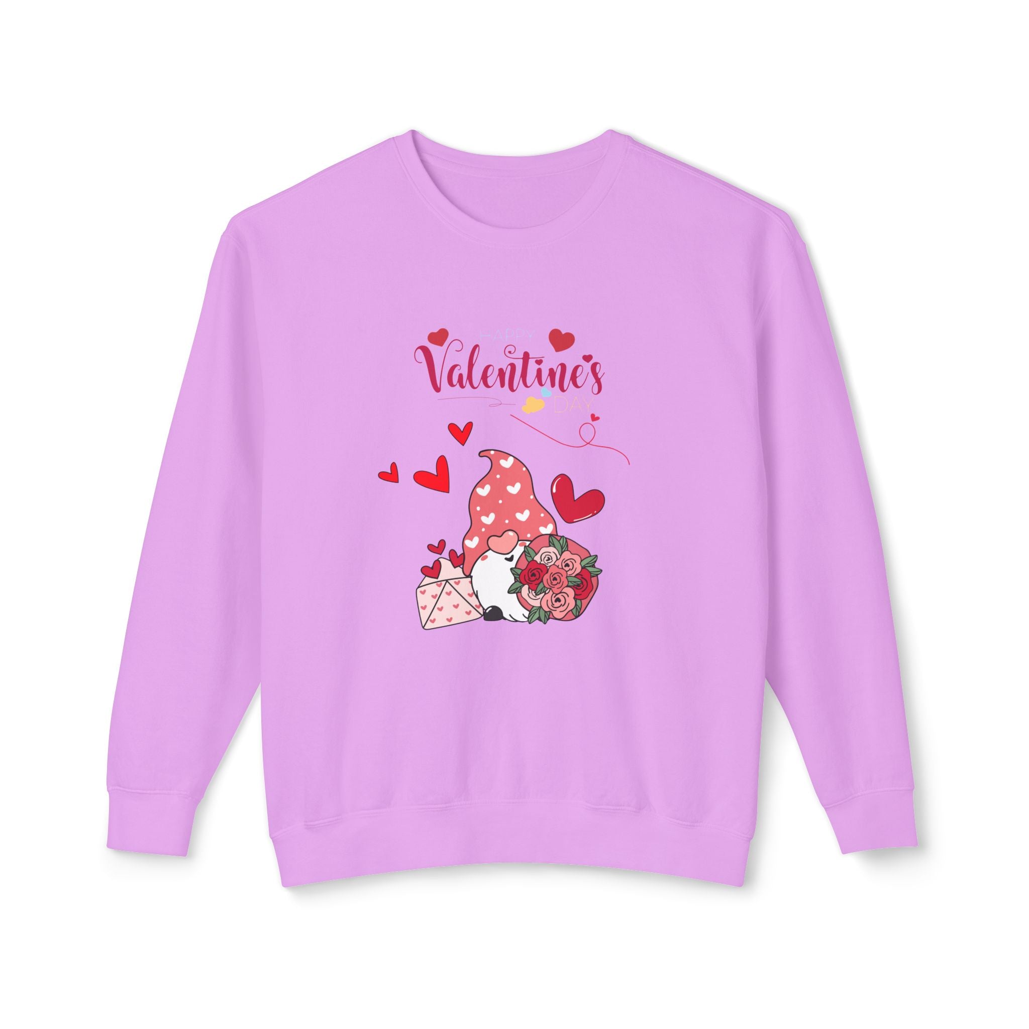 Gnome Valentine's Day Unisex Lightweight Crewneck Sweatshirt