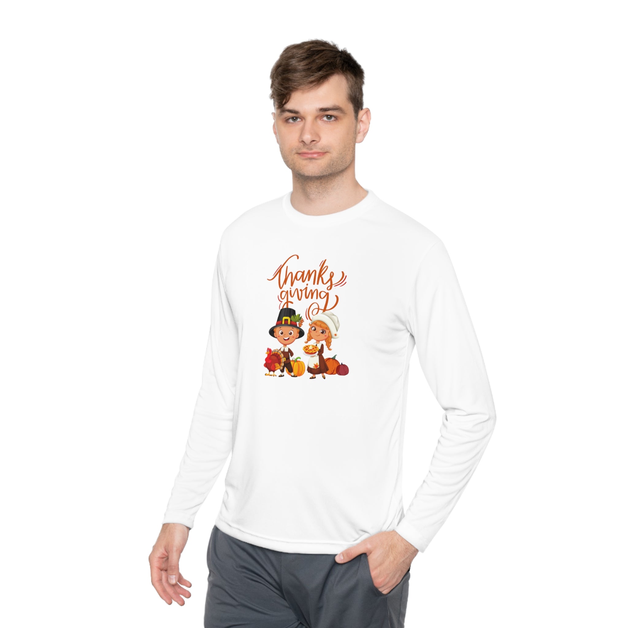 Happy Thanksgiving Unisex Lightweight Long Sleeve Tee