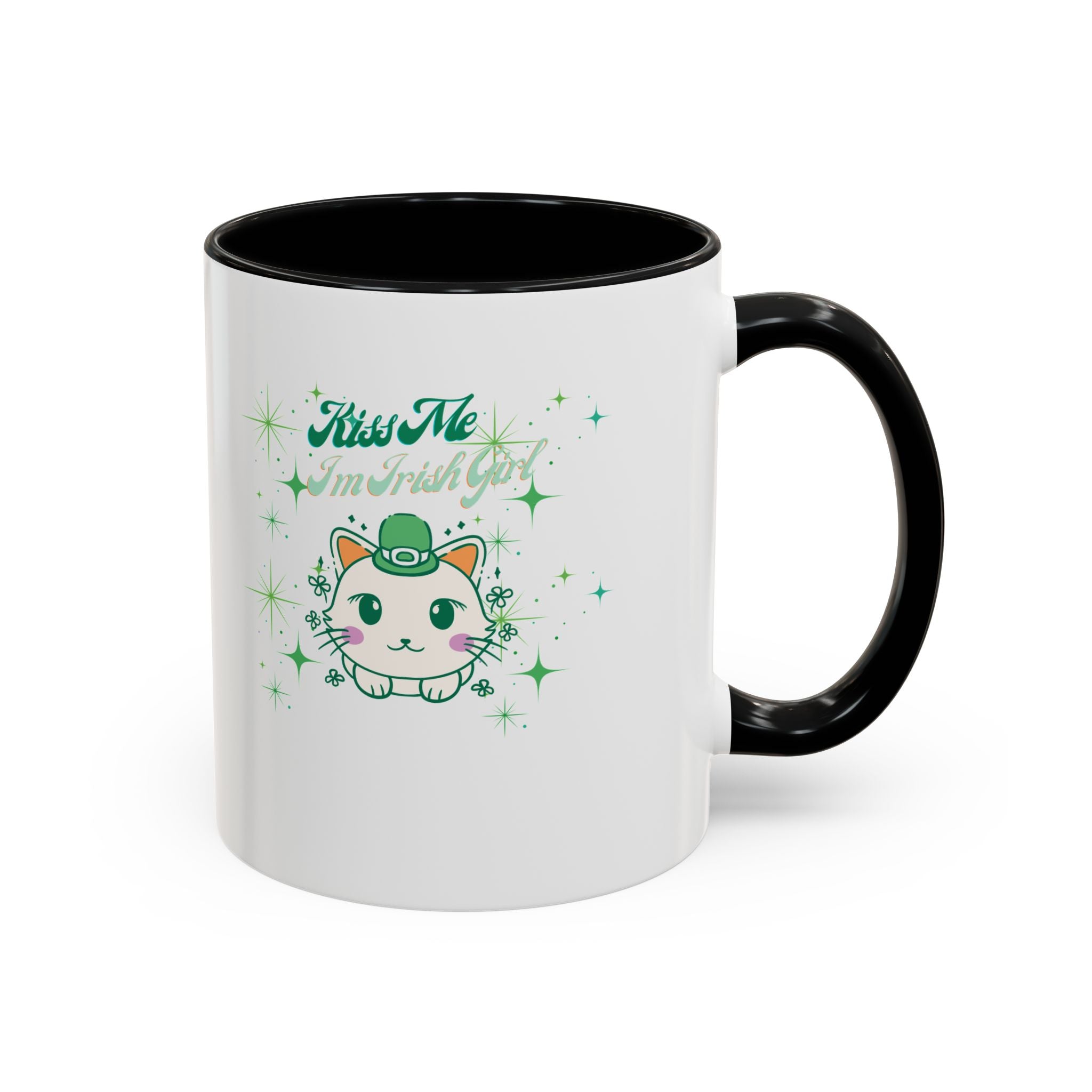 Kiss Me I'm Irish Cat  Accent Mug
