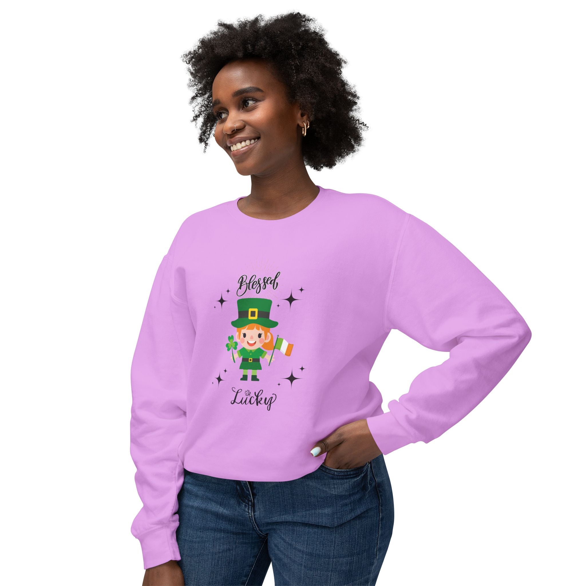 Blessed & Lucky Unisex Lightweight Crewneck Sweatshirt
