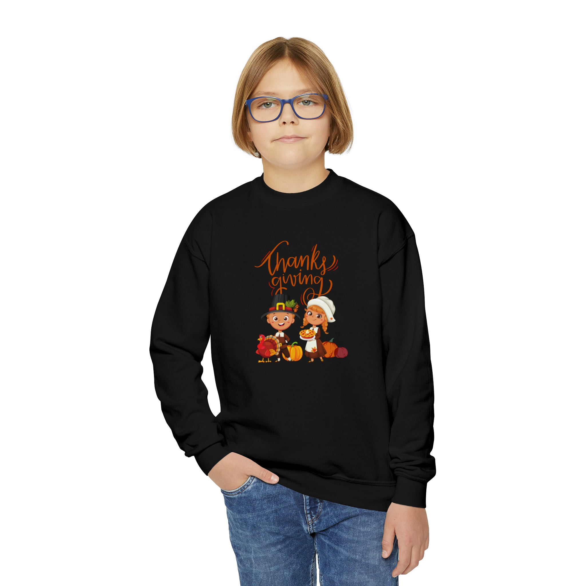 Happy Thanksgiving Youth Crewneck Sweatshirt