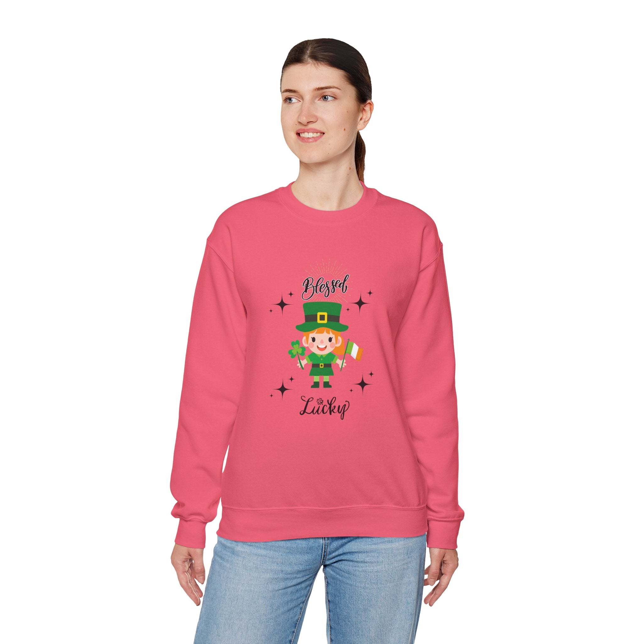 Blessed & Lucky Unisex Crewneck Sweatshirt for St. Patrick's Day