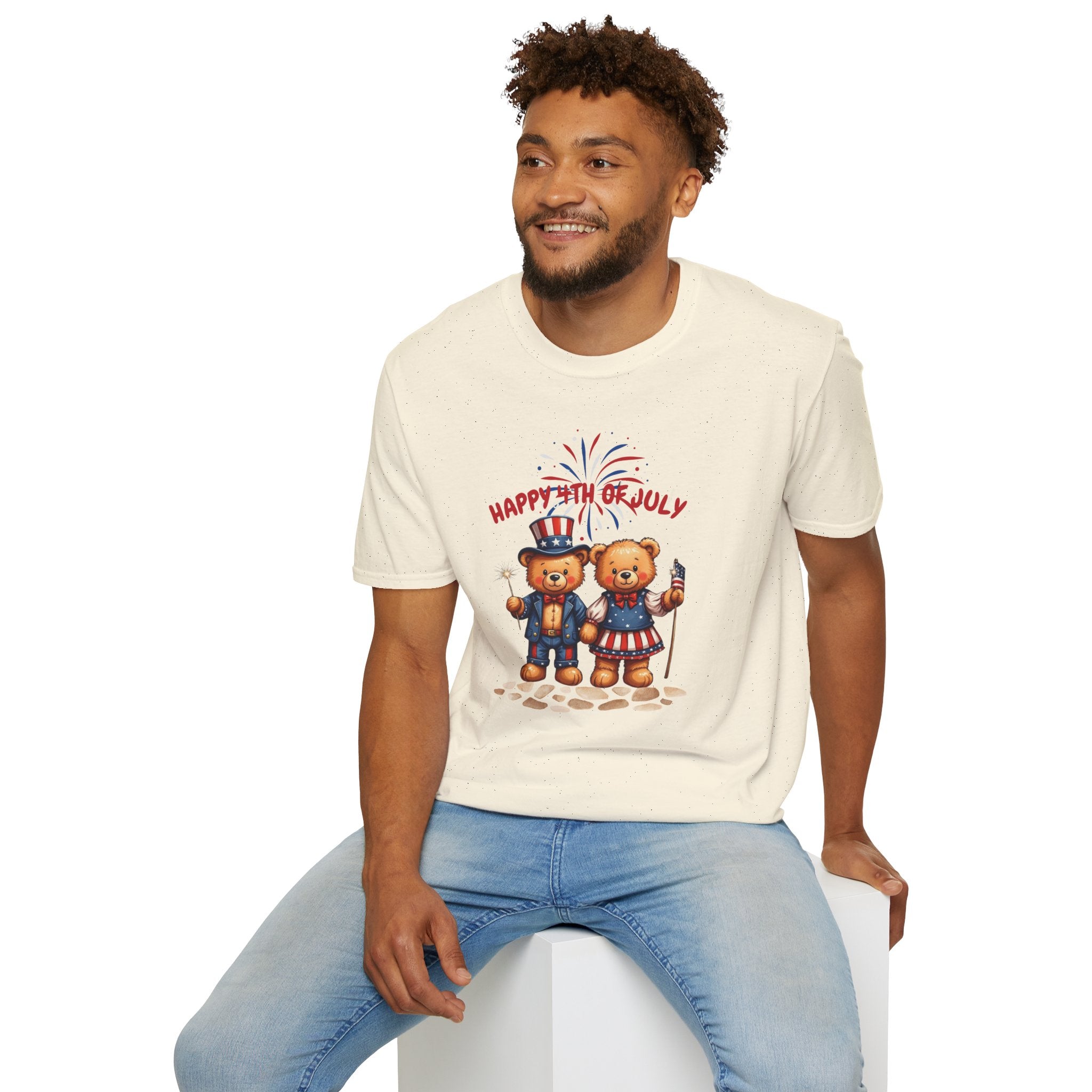 Happy 4th of July Teddy Bear Couple Unisex T-Shirt