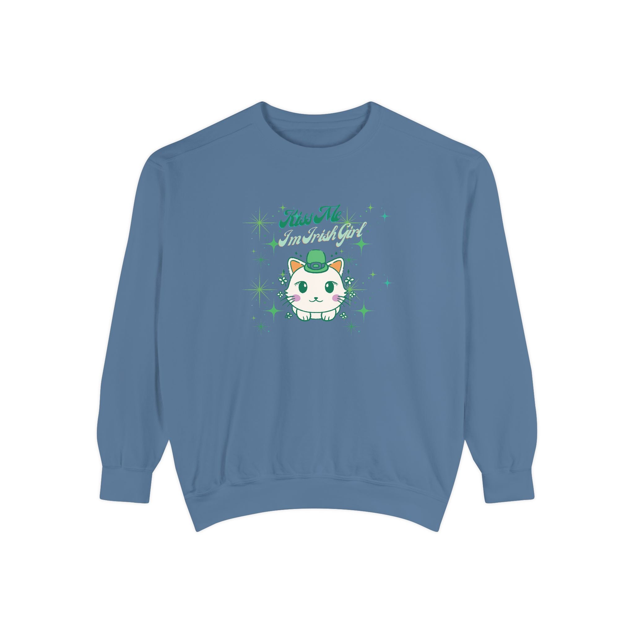 Kiss Me I'm Irish Cat Garment-Dyed Sweatshirt