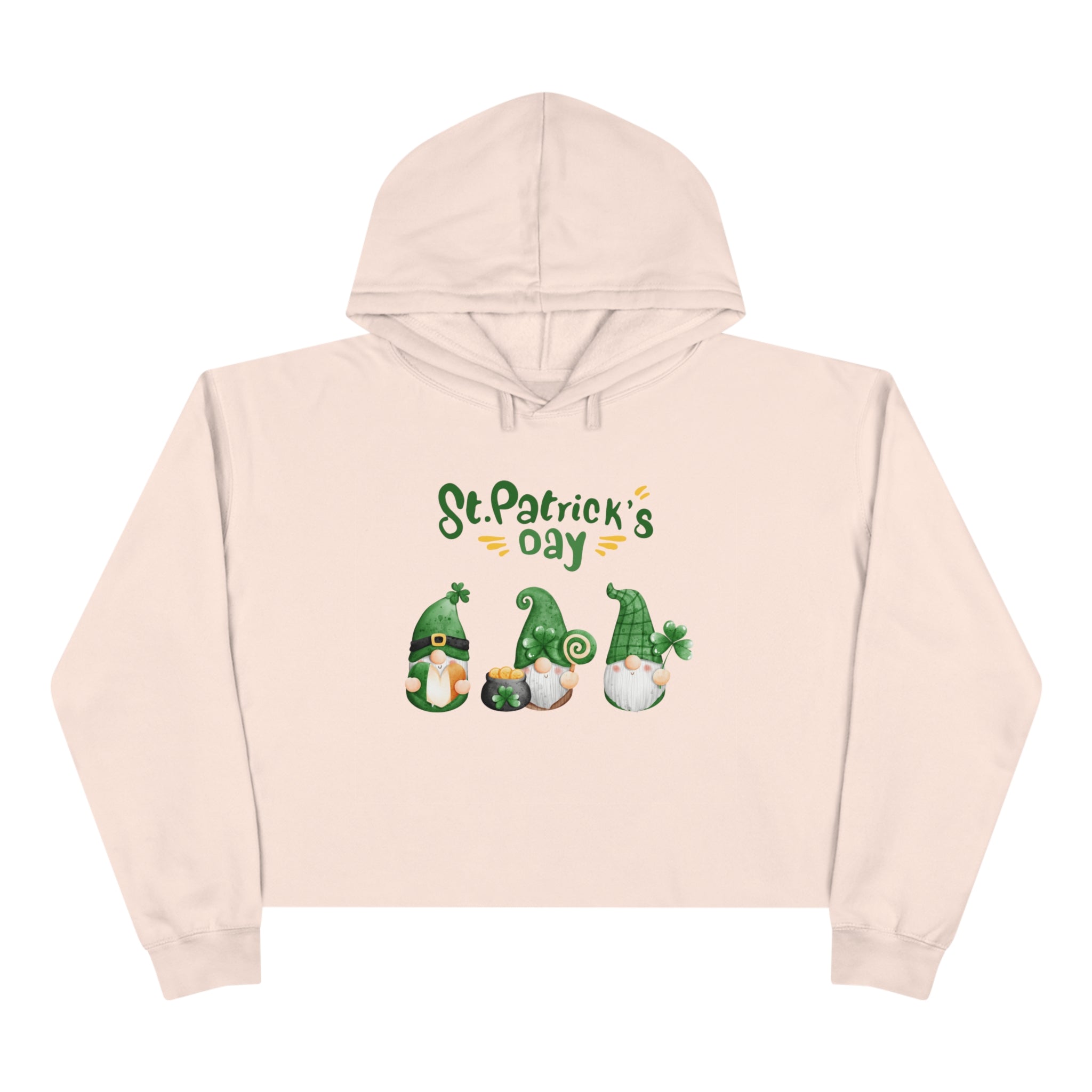 St Patty's Day Gnome Crop Hoodie